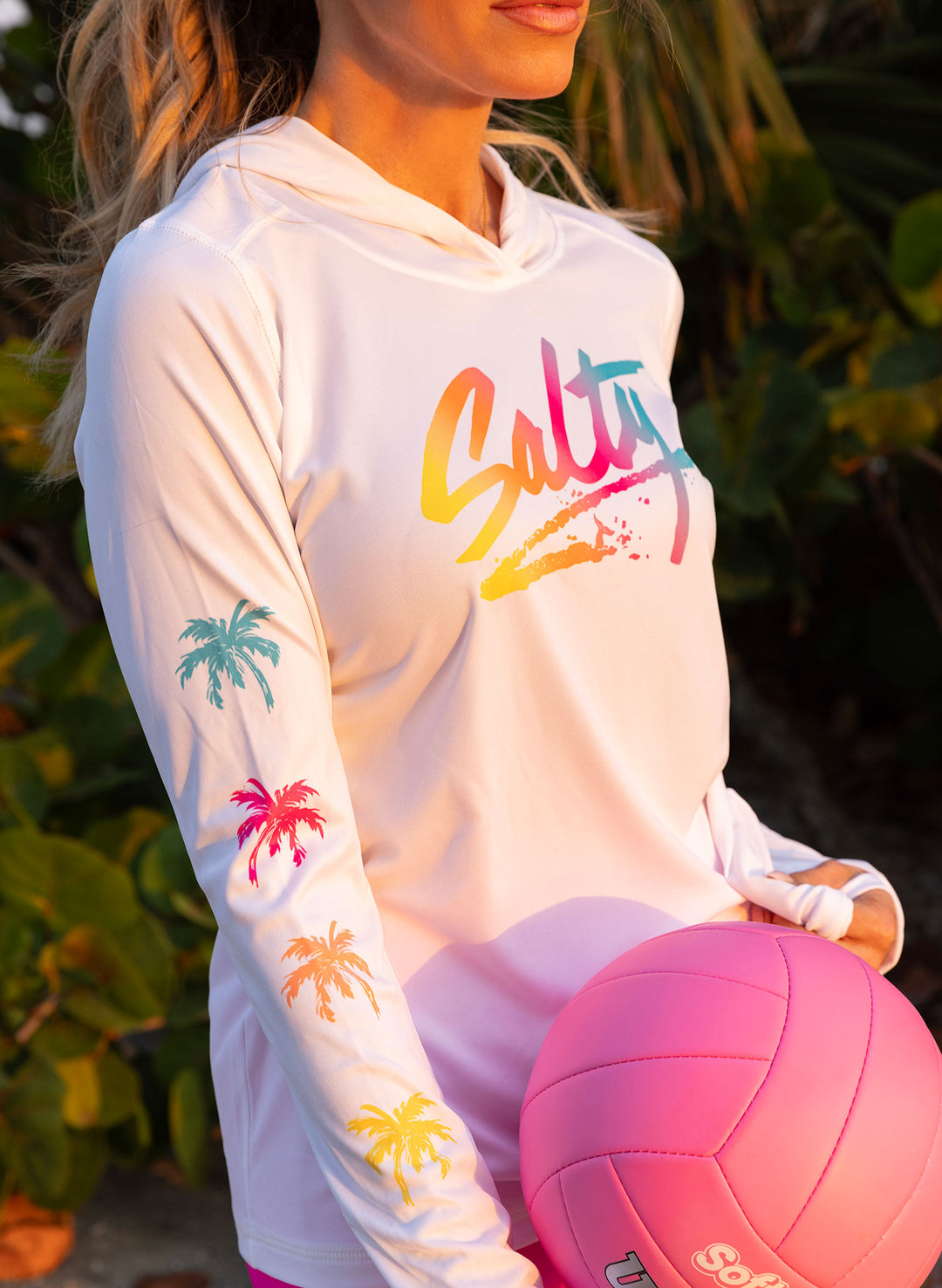 Seas The Day White Eco Solar UPF 50+ Long Sleeve Hoodie