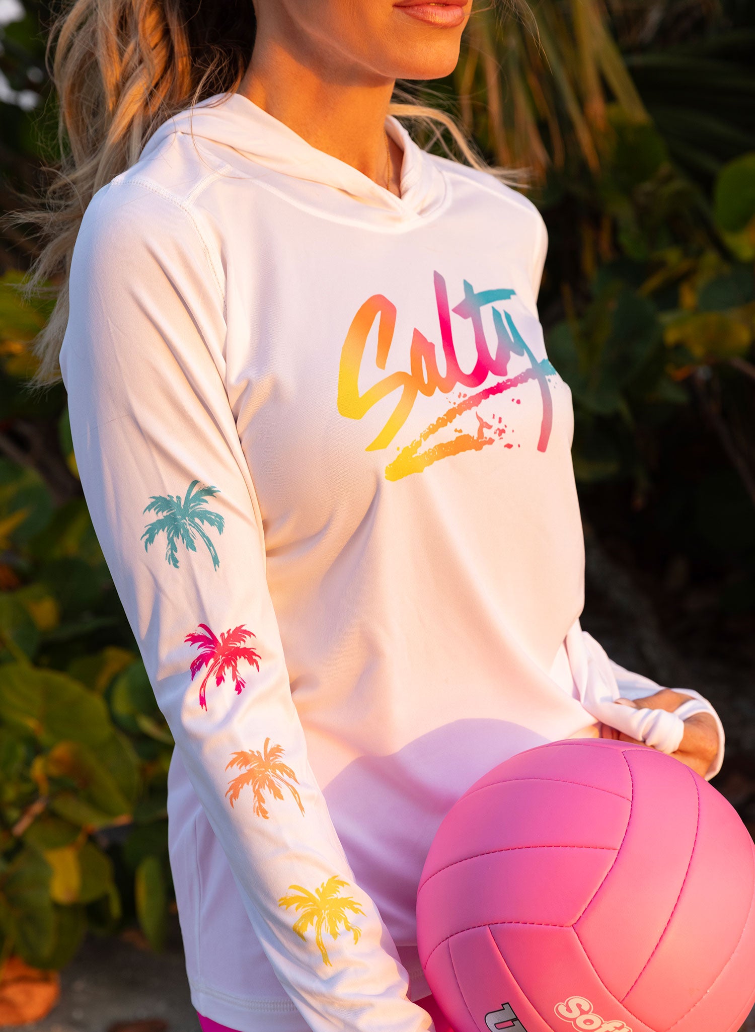 Seas The Day White Eco Solar UPF 50+ Long Sleeve Hoodie