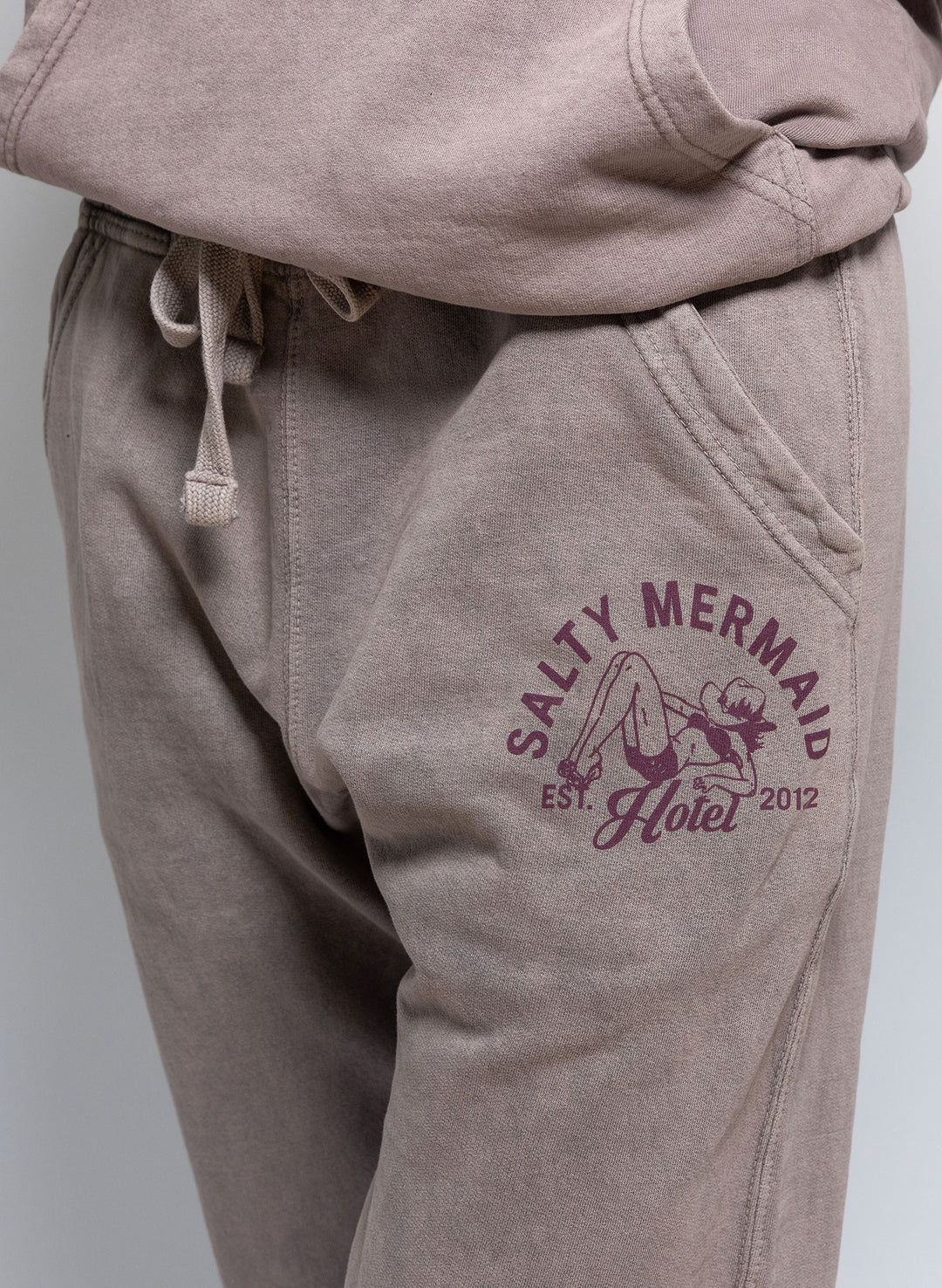 Relaxed fit women's joggers - bikini cowgirl graphic by Salty Mermaid - austin hotel collection.