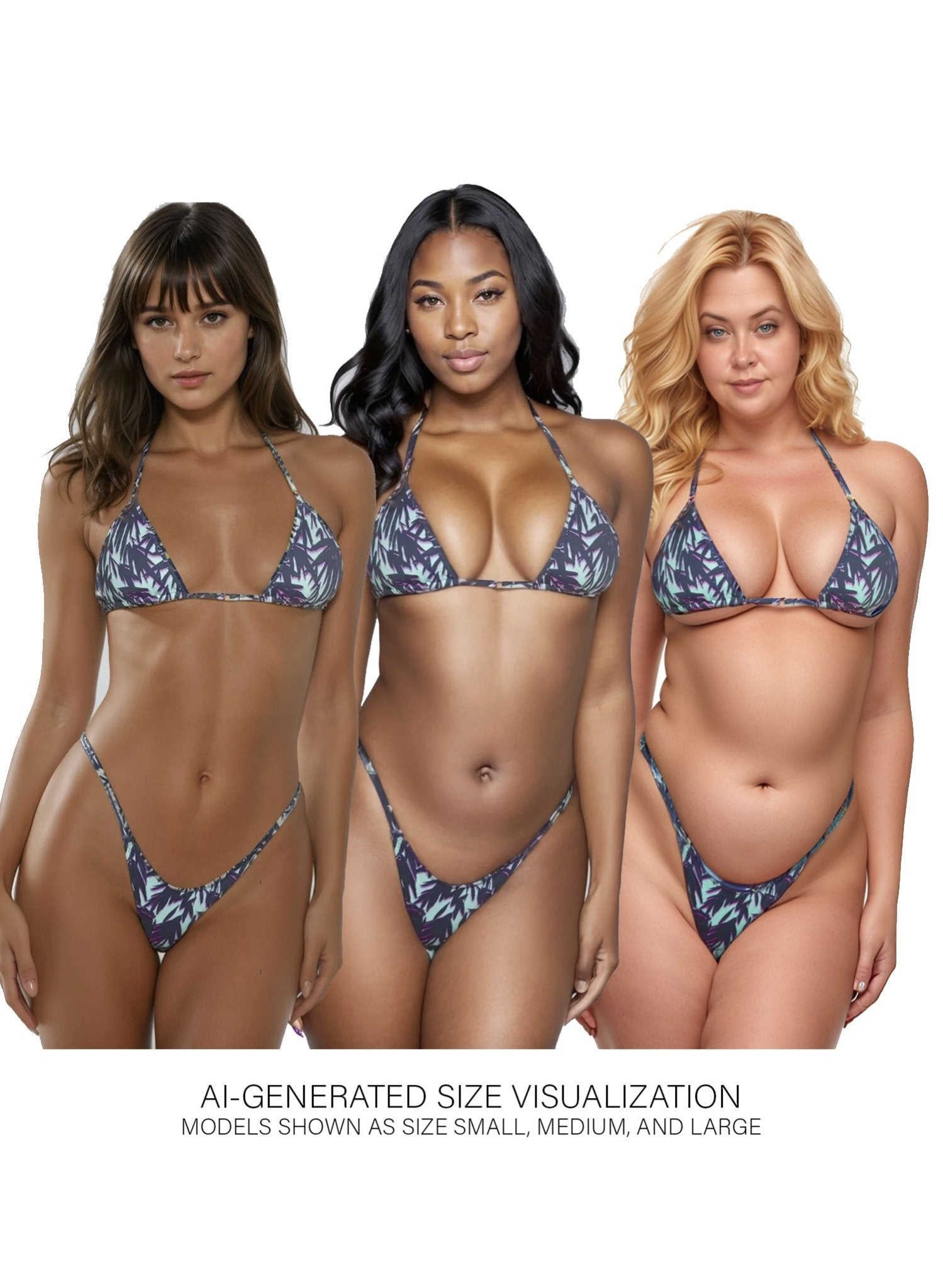 Rio High Hip Semi-Brazilian Bottom - Shady Beach Green Palm Leaf Print