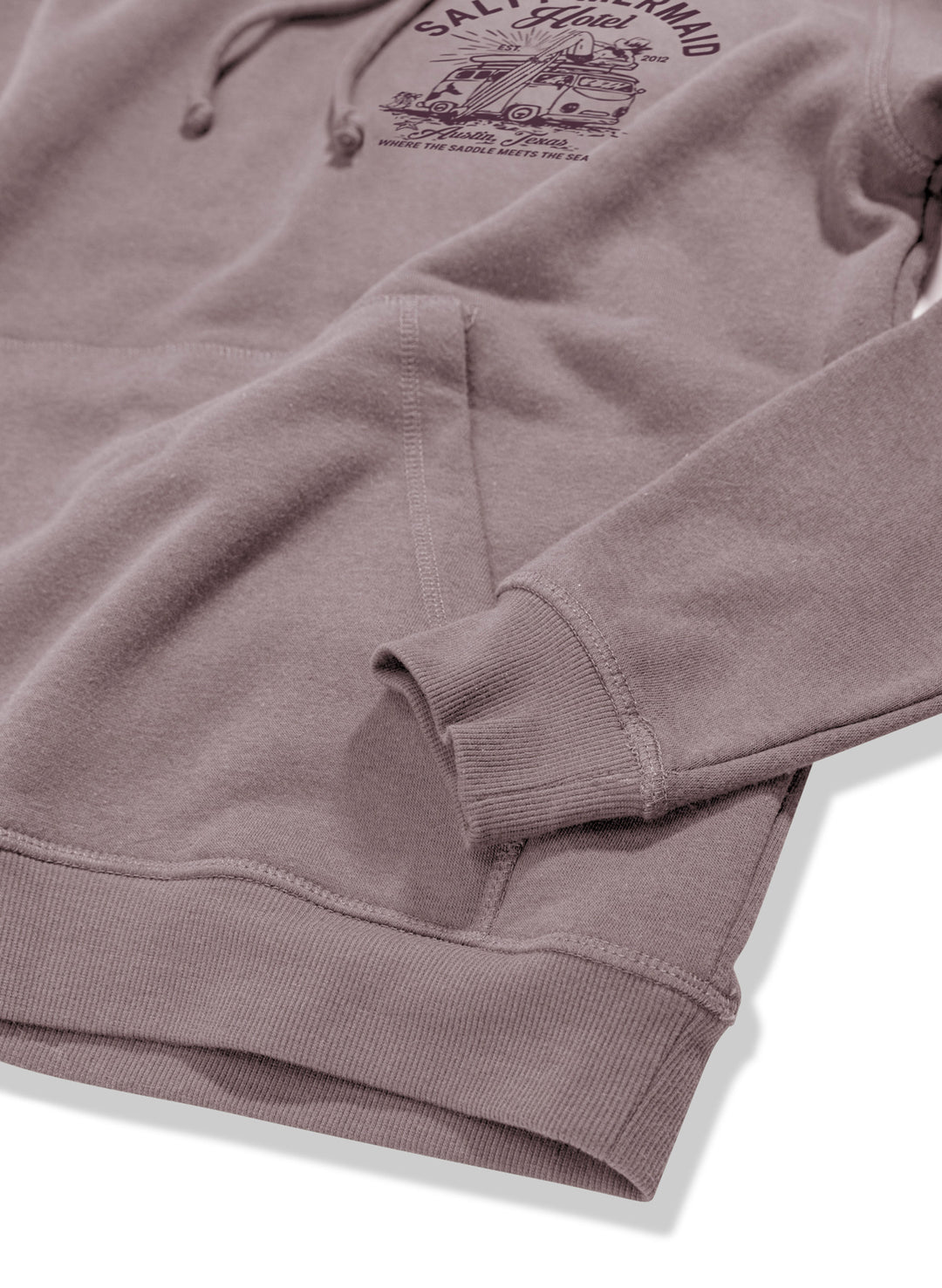 women's dusty purple acid wash hoodie Austin texas inspired vintage graphic print by Salty mermaid.