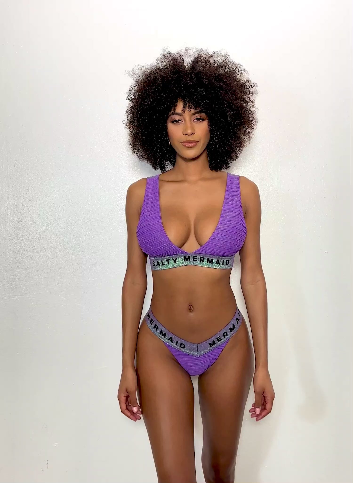 Banded Sport Bikini Top - Lilac Purple / Multi-Shimmer
