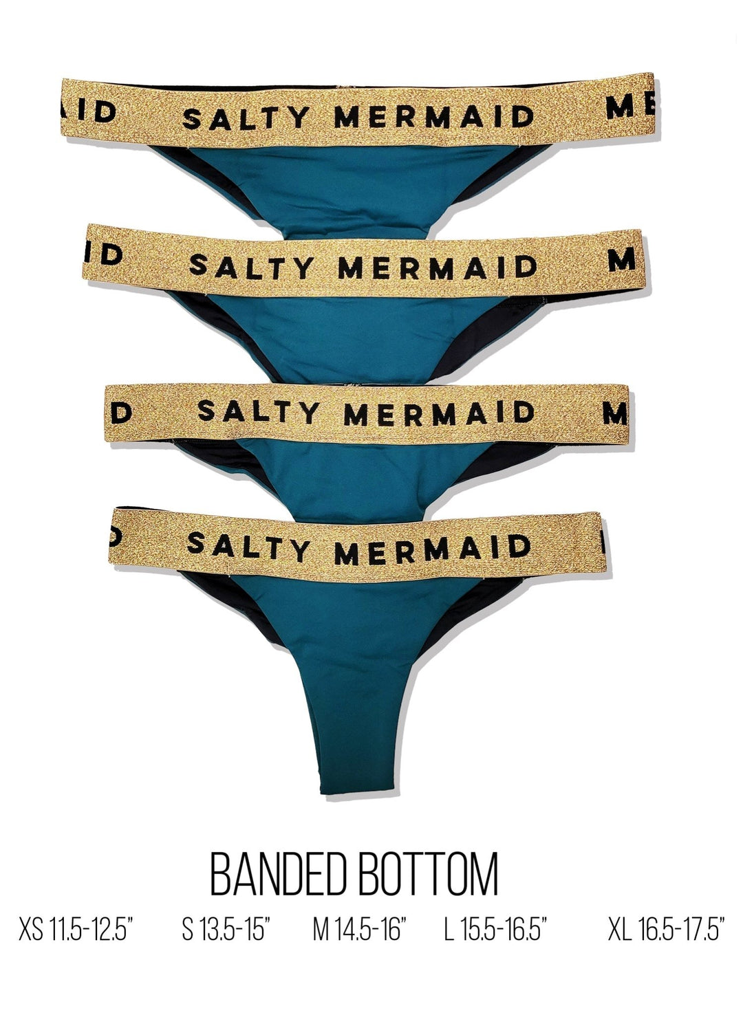 Salty Mermaid signature banded bikini bottom size guide stacked swimsuits
