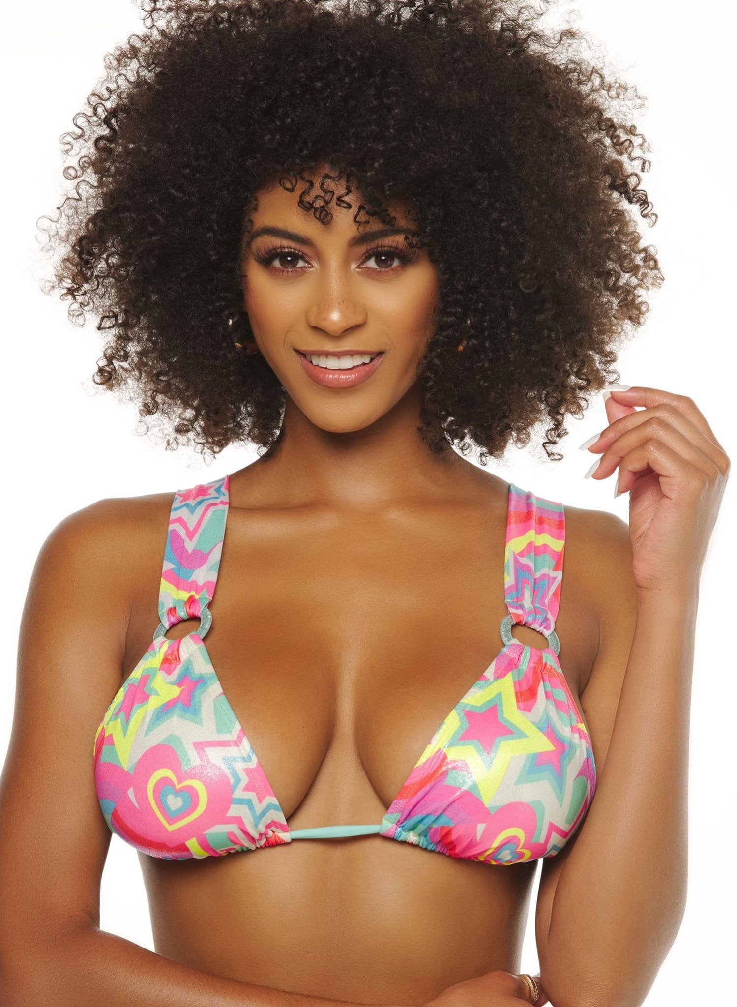 Daisy Adjustable Ring Bikini Top - Shimmering Starburst Print