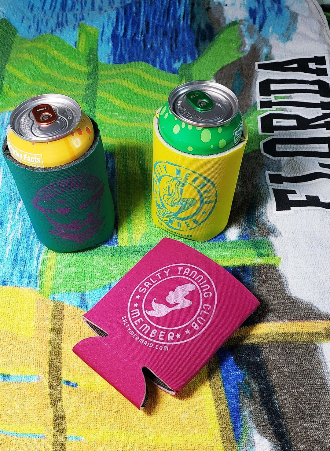 Salty Tanning Club Koozies - Pink