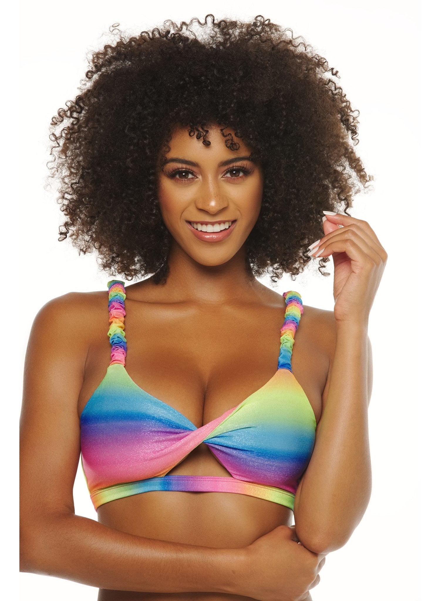 Tina Twist Bikini Top - Festival of Rainbows Shimmering Print