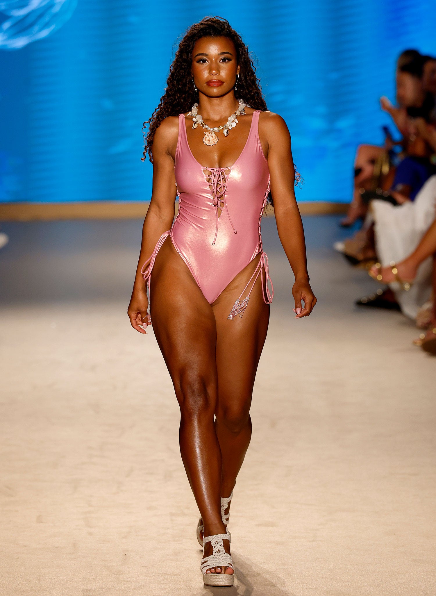 2025 Miami Swim Week Fashion Show Sample | Metallic Pink One Piece