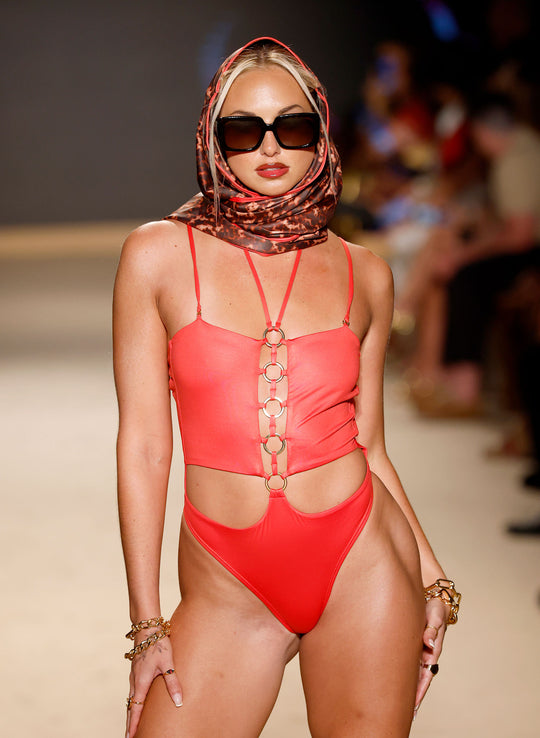 Metallic Red One-Piece | Miami Swim Week 1 of 1 Runway Sample