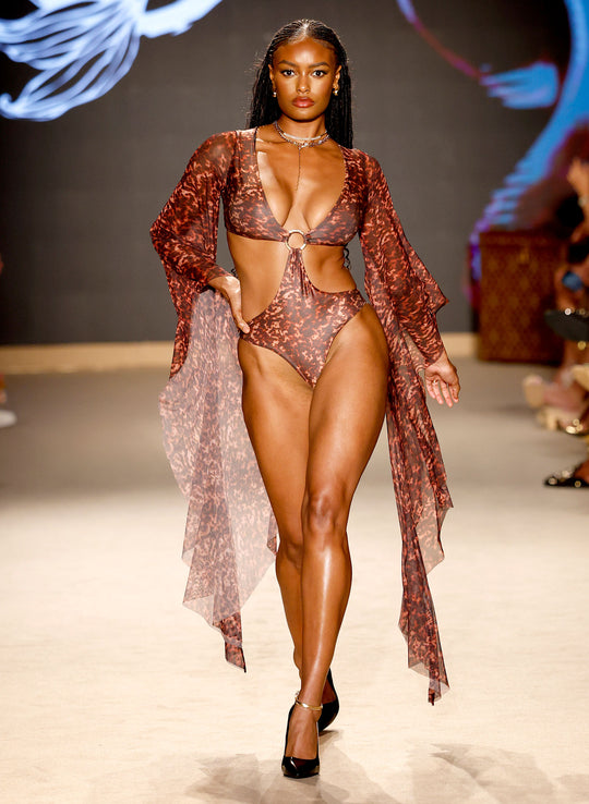 Tortoise Tie-Back One-Piece | Miami Swim Week 1 of 1 Runway Sample