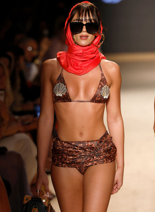 Tortoise Seashell Bikini Set & Cover-Up | Miami Swim Week 1 of 1 Runway Sample