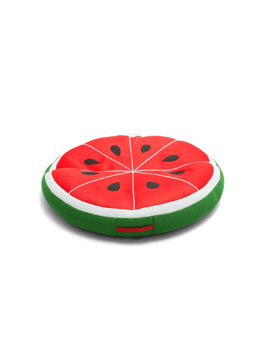 Big Joe watermelon slice pool float with red center, green rind and seed print