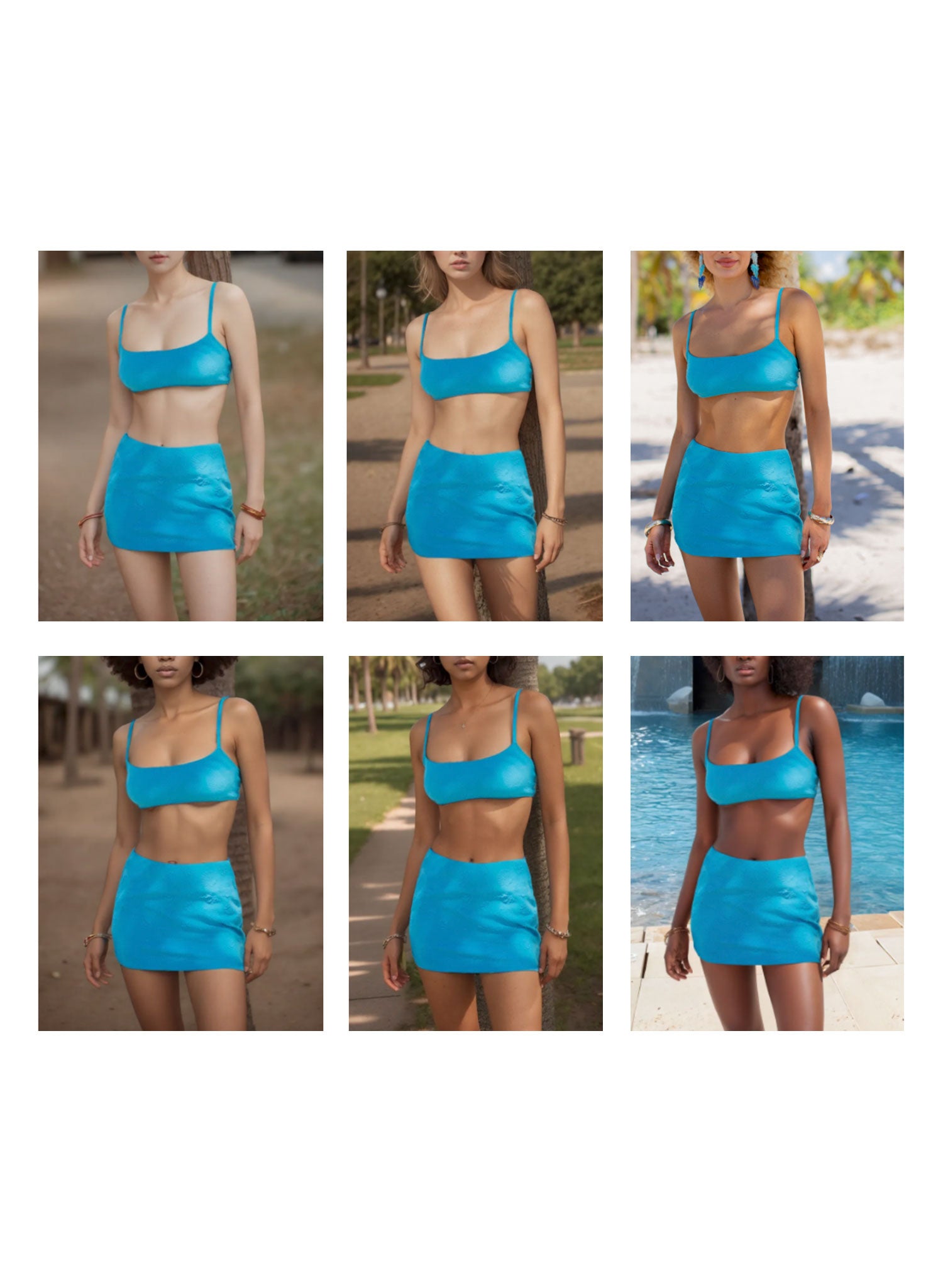 Briana Bralette Bikini Top - Embossed Blue Tidepool