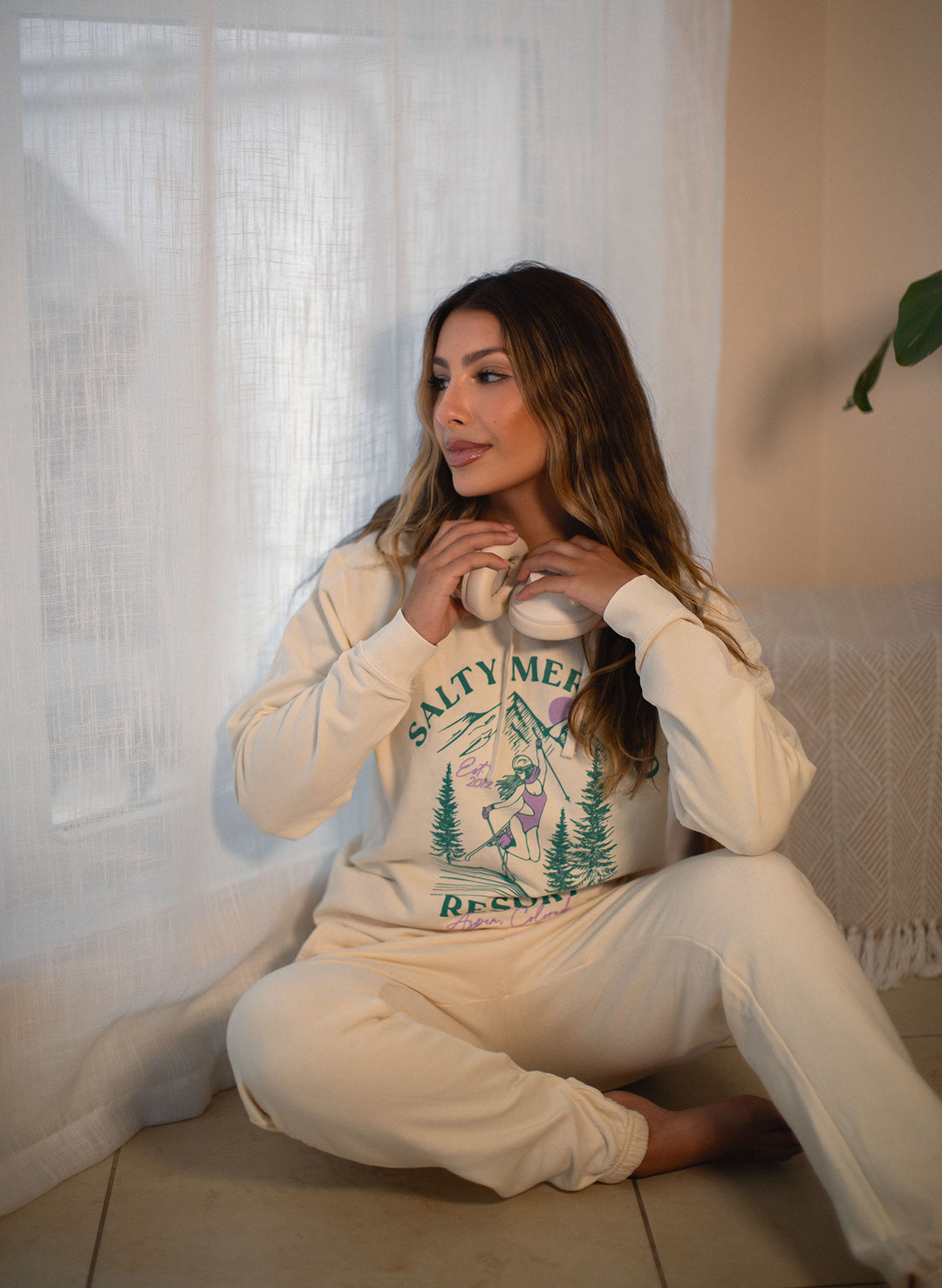 Aspen Salty Mermaid Resort Ivory Unisex Hoodie