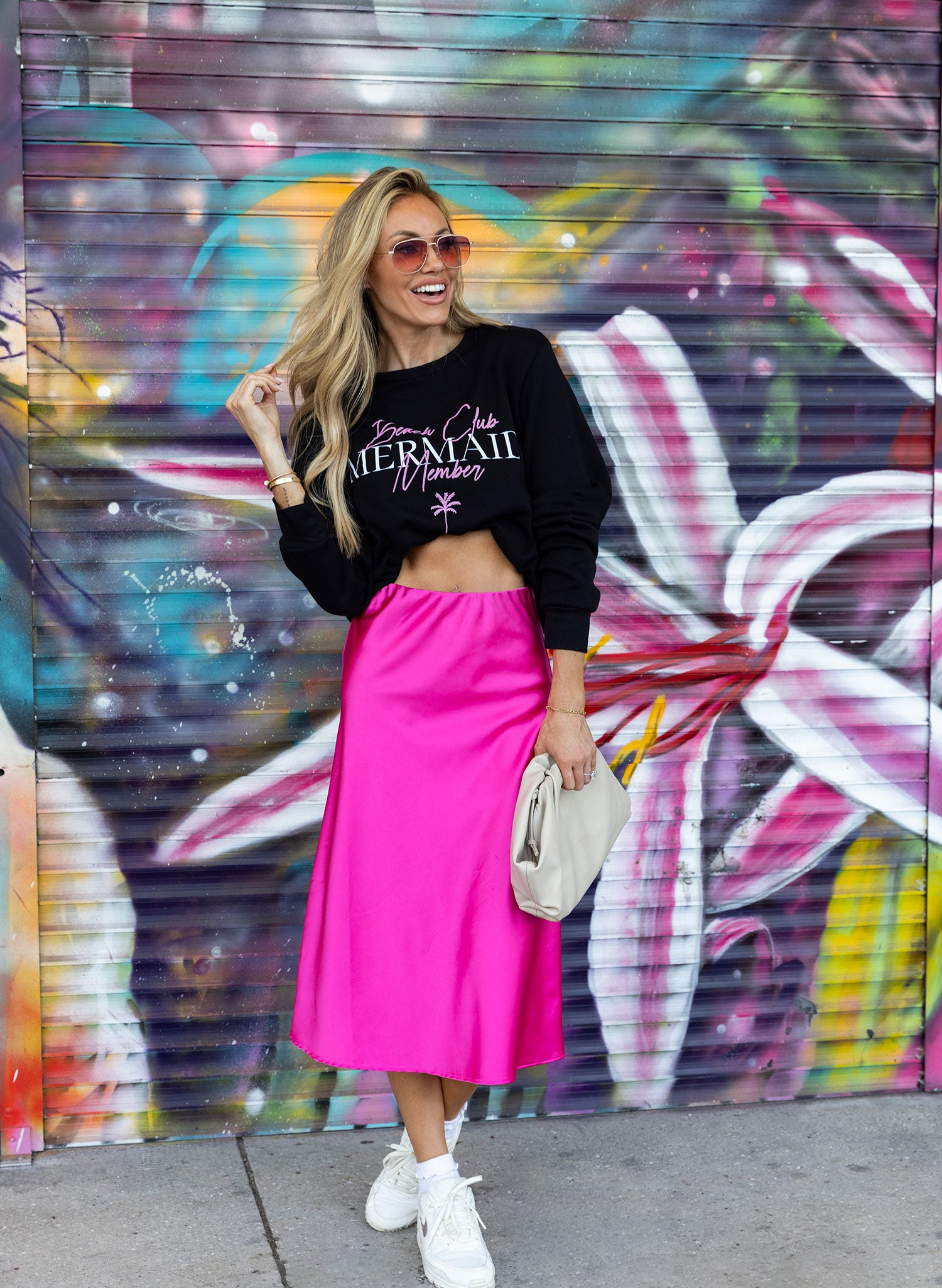 Mermaid Beach Club Member Black Crewneck Sweatshirt