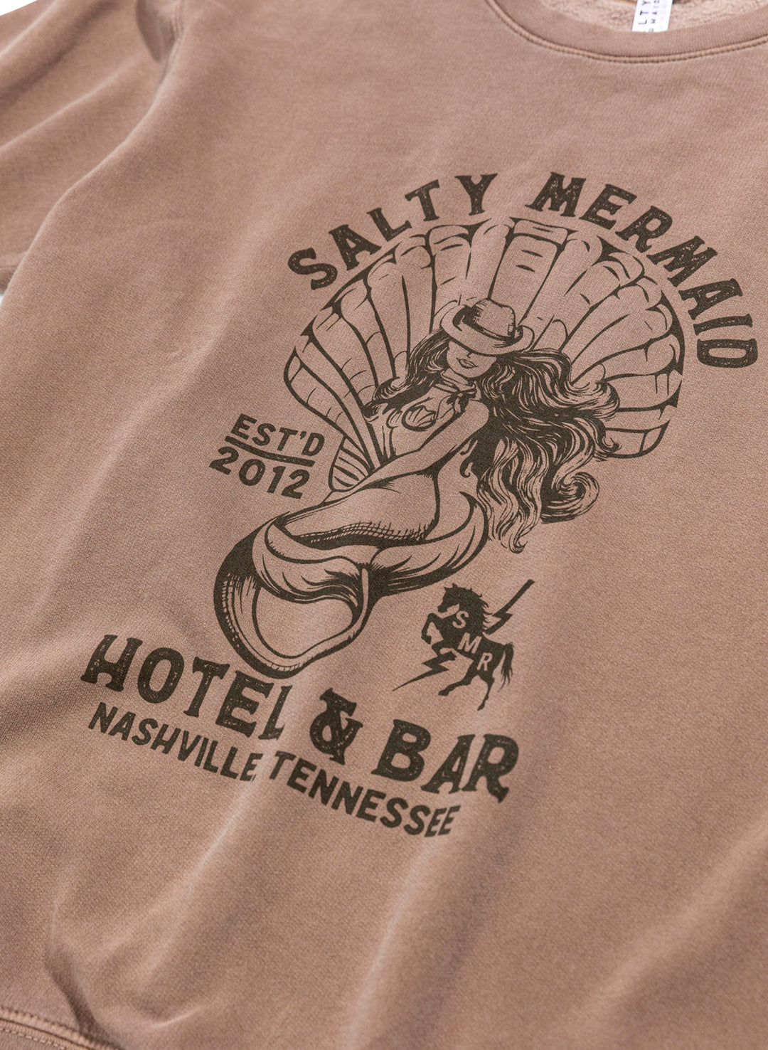 Nashville Salty Mermaid Hotel & Bar Brown Crewneck Sweatshirt