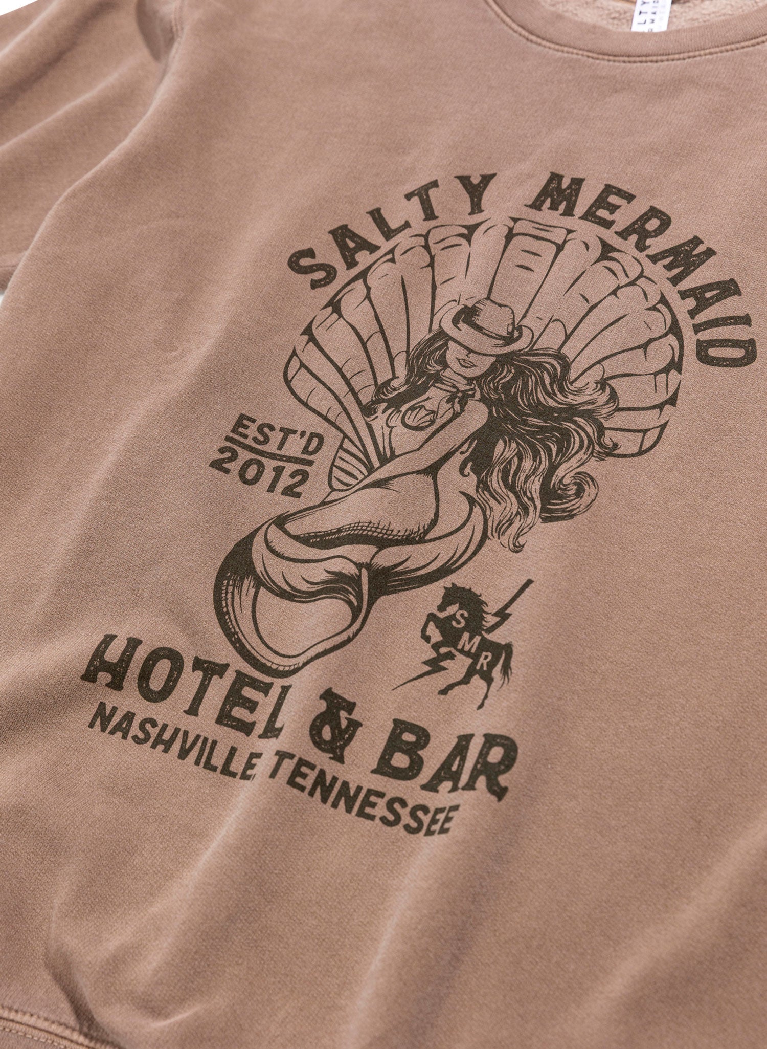 Nashville Salty Mermaid Hotel & Bar Brown Crewneck Sweatshirt
