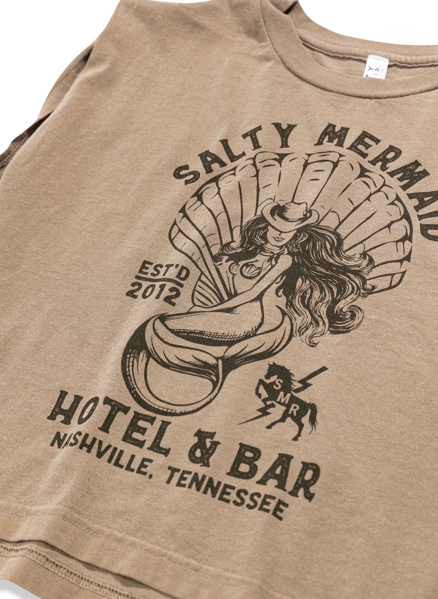 Nashville Salty Mermaid Hotel & Bar Women's Brown Cropped Muscle Tank
