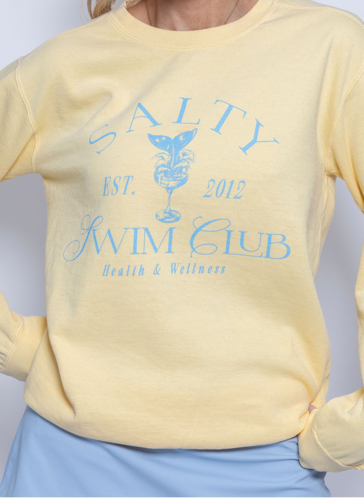Salty Swim Club Yellow Crewneck Sweatshirt