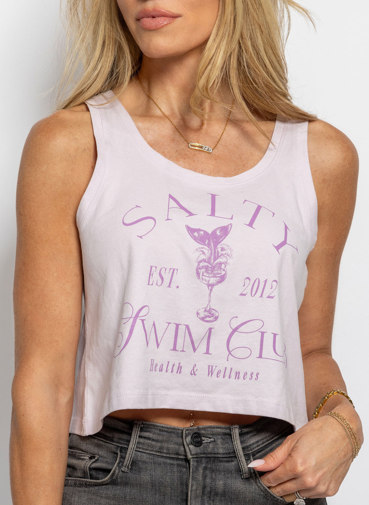 Salty Swim Club Lilac Cropped Tank Top