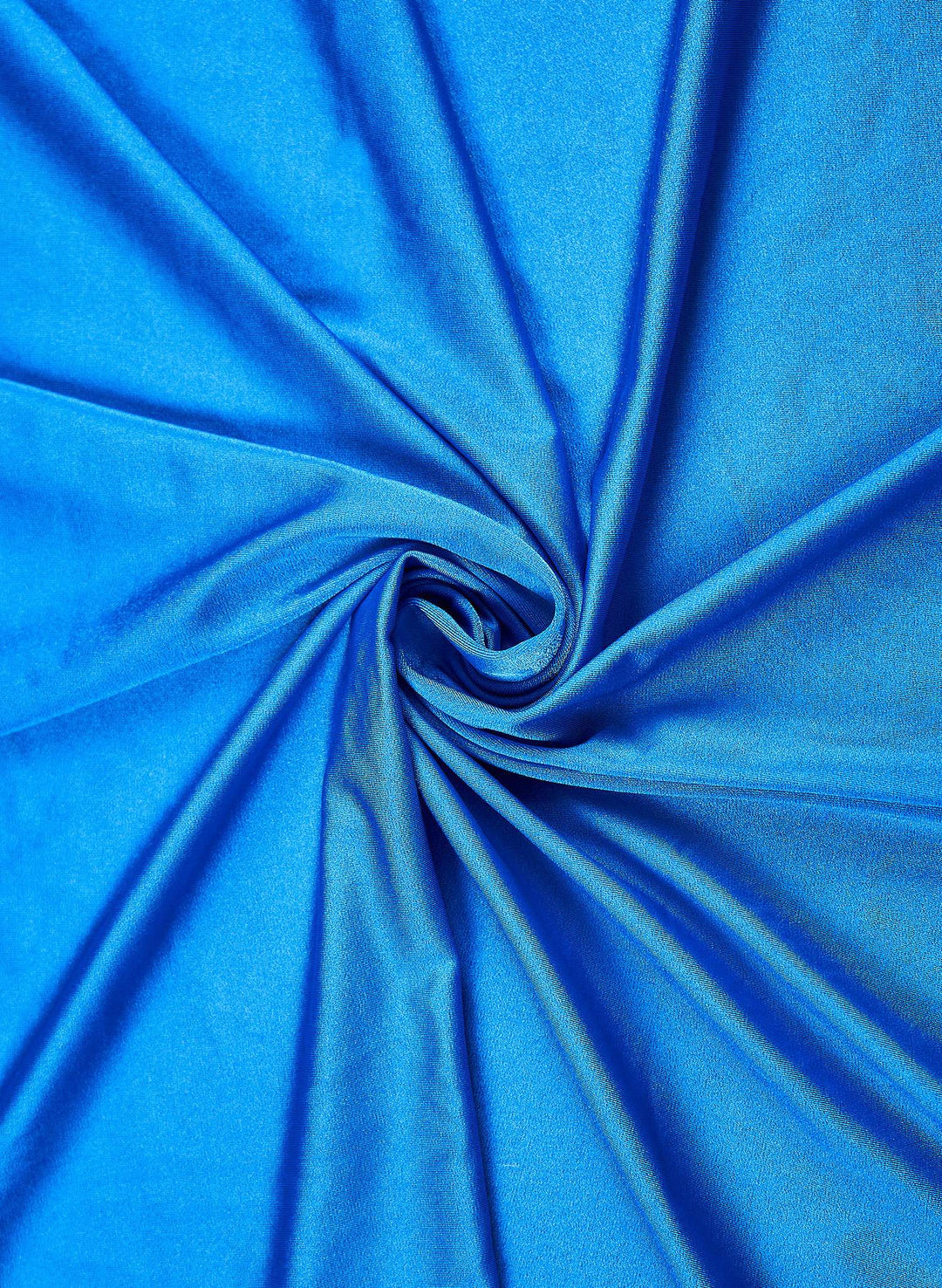 Solid blue swimsuit fabric close-up in Blue Lagoon, smooth stretch swim material, Salty Mermaid