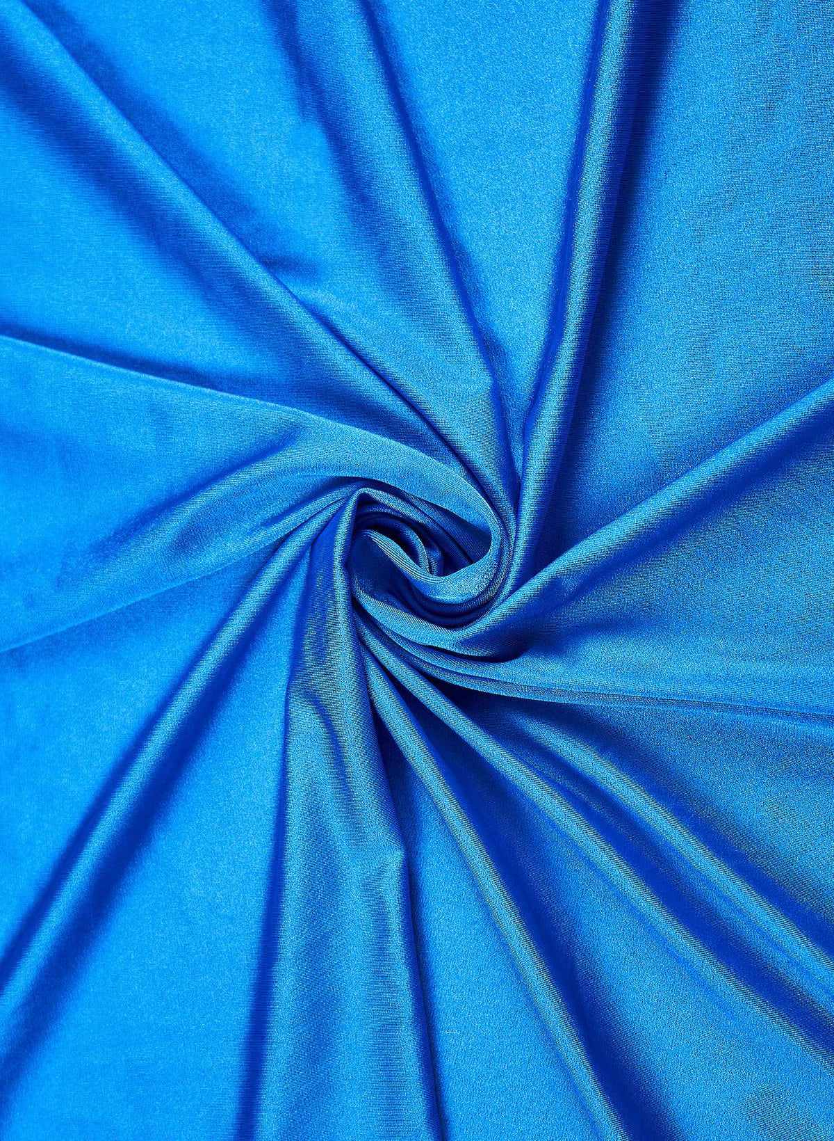 Solid blue swimsuit fabric close-up in Blue Lagoon, smooth stretch swim material, Salty Mermaid
