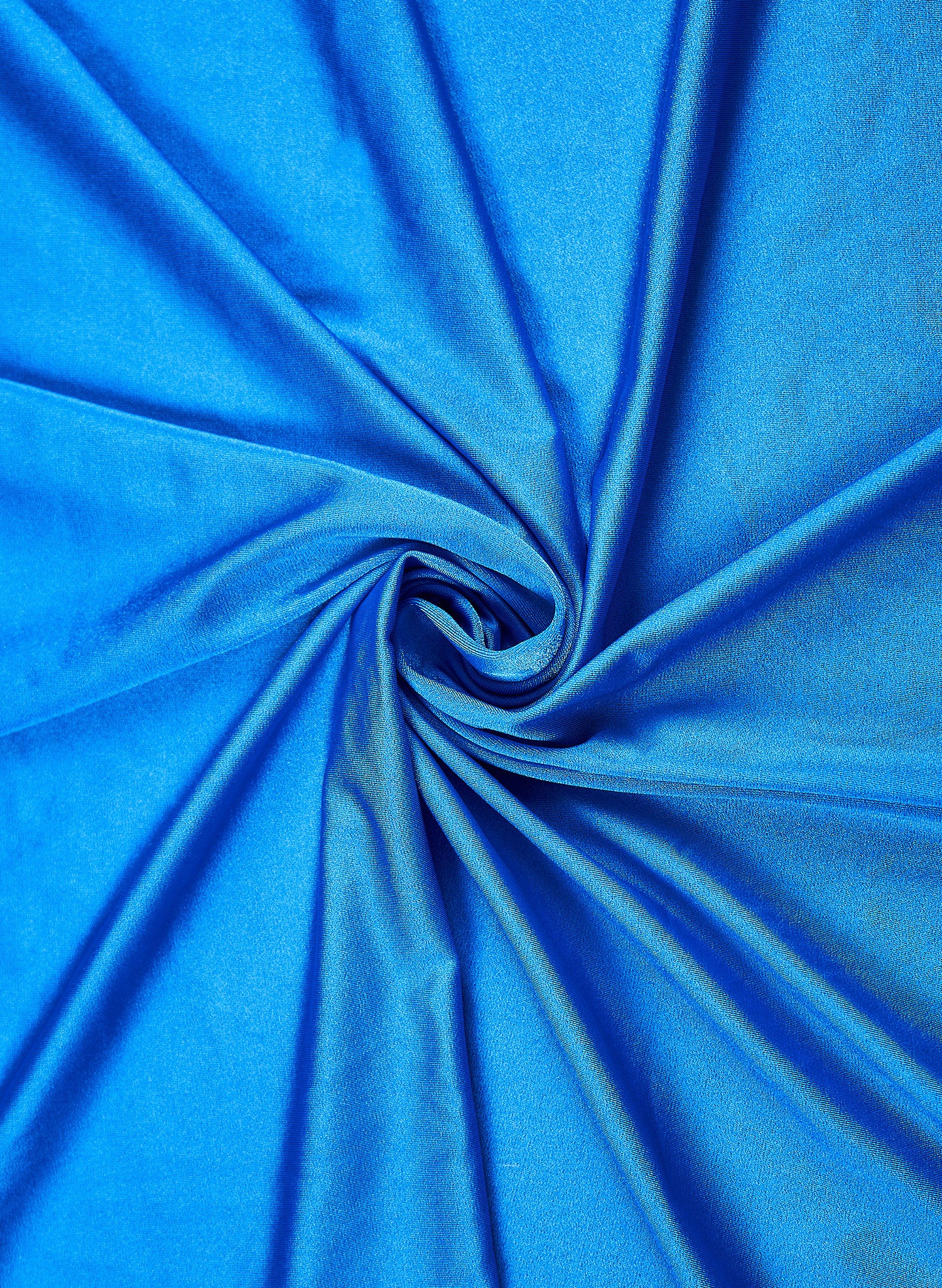 Solid blue swimsuit fabric close-up in Blue Lagoon, smooth stretch swim material, Salty Mermaid