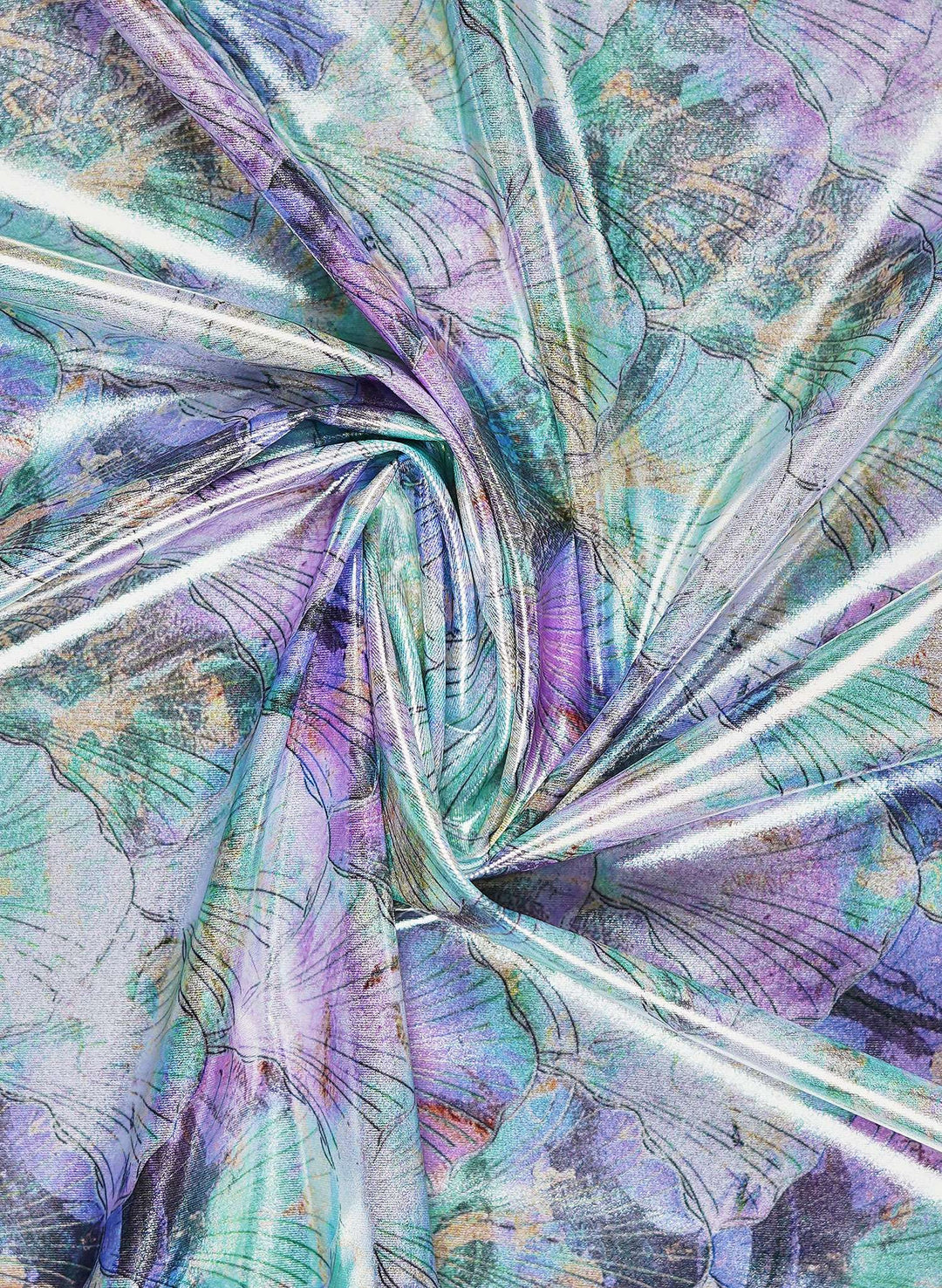 Seashell print women's bikini set fabric swatch - salty mermaid - mermaid wishes - metallic shimmer finish