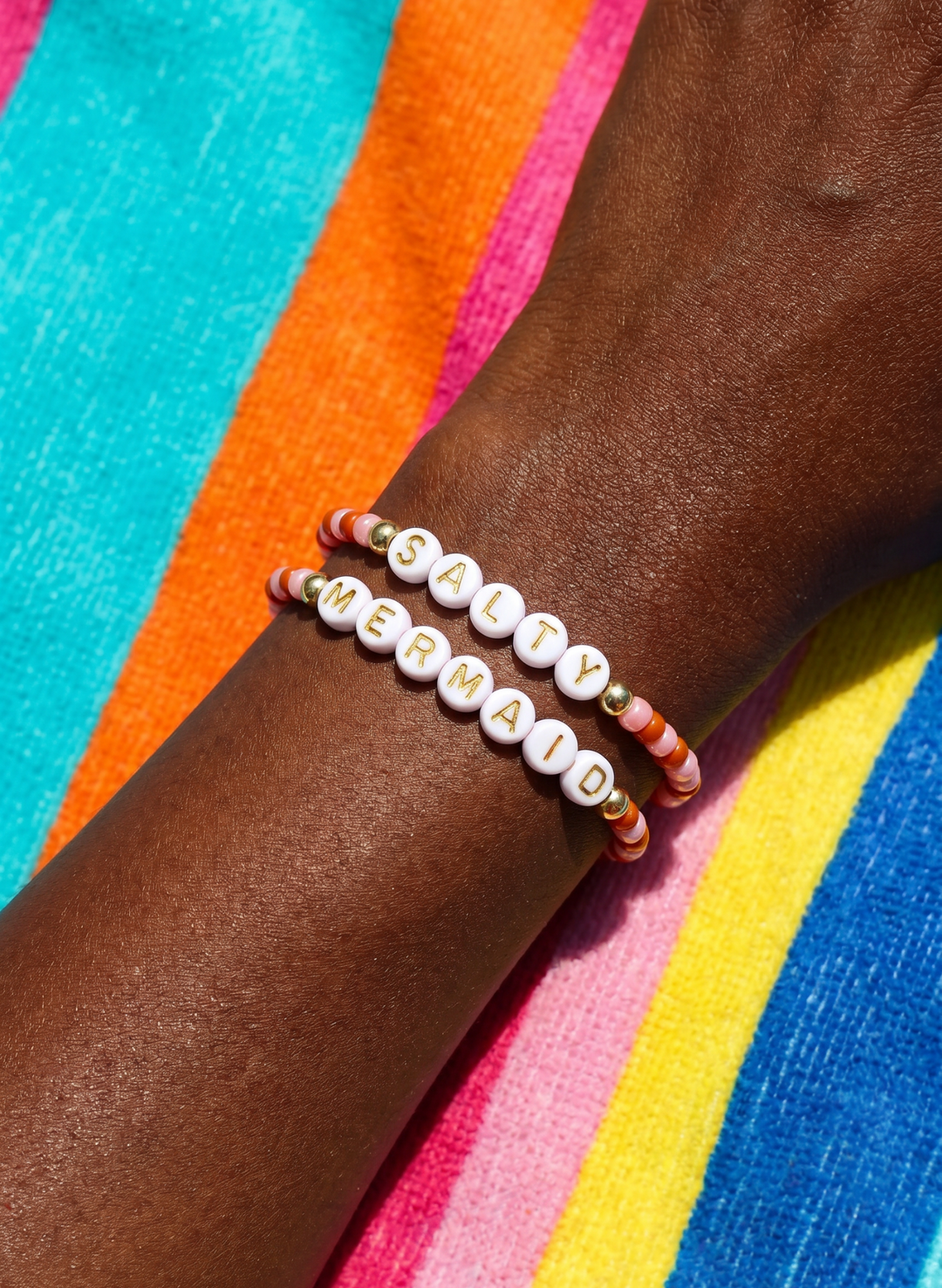 Beaded Bracelet Set - 'Mango Frosé'