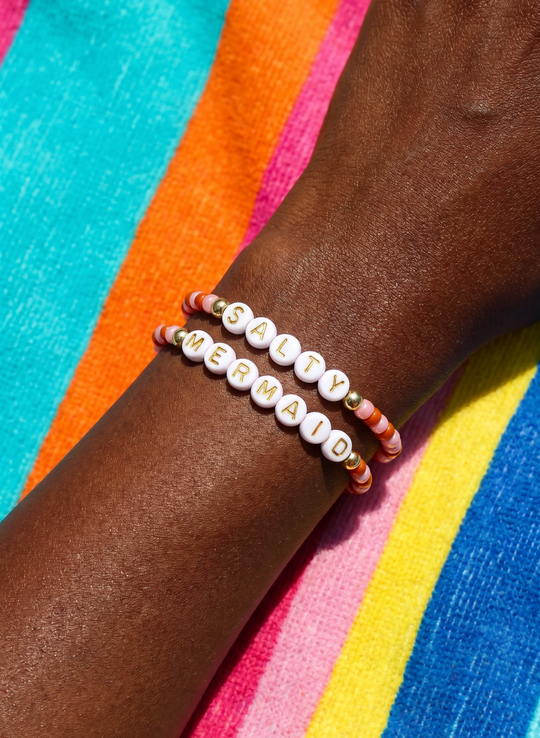 Beaded Bracelet Set - 'Mango Frosé'