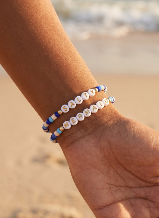 Beaded Bracelet Set - 'Neon Drift'