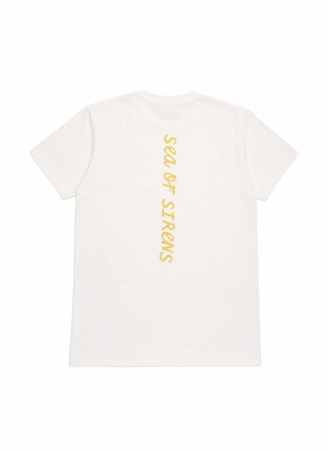 salty mermaid swimwear sea of sirens t-shirt back print in yellow casual beach t-shirt