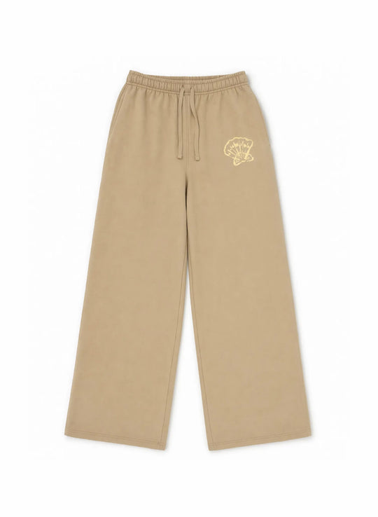 Sand oversized wide-leg sweatpants with seashell hip print, elastic drawstring waist, Salty Mermaid