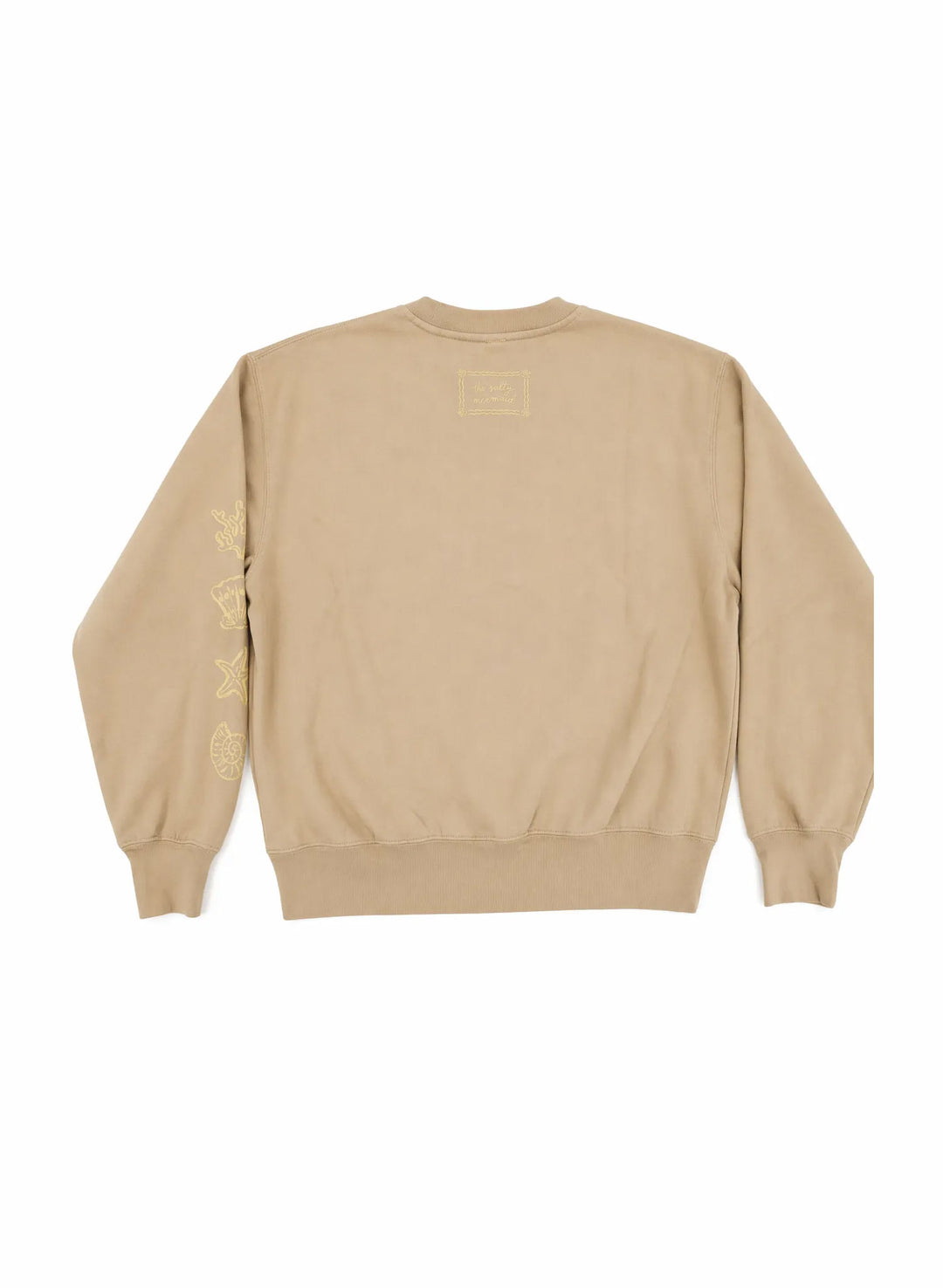 beige crowned sweatshirt salty mermaid swimwear-Siren Sunset sand crewneck—sun-washed, cozy fleece with subtle back detail, coastal cool