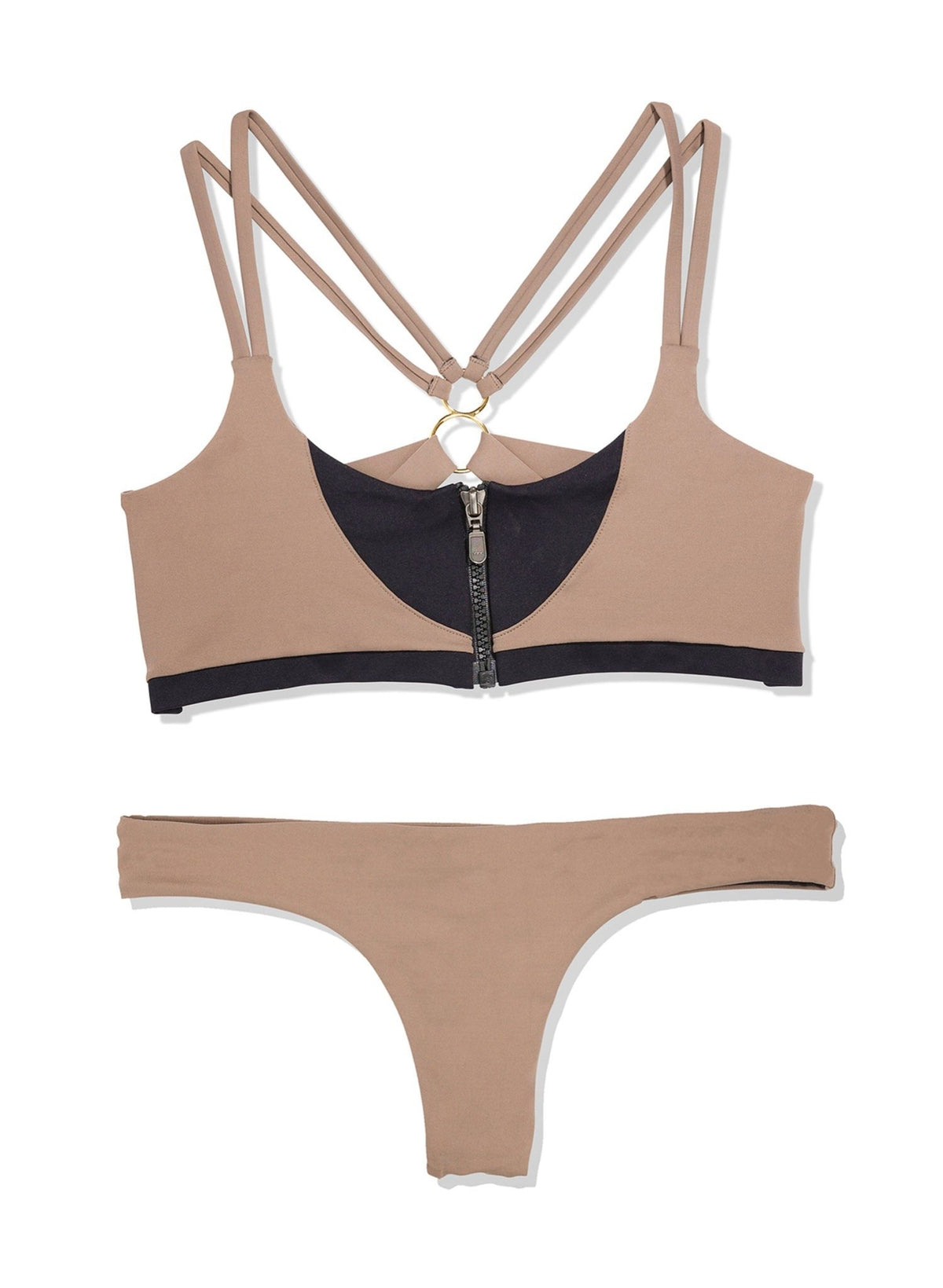 Byron Reversible Bikini Bottom - Sand Castle Neutral / Black