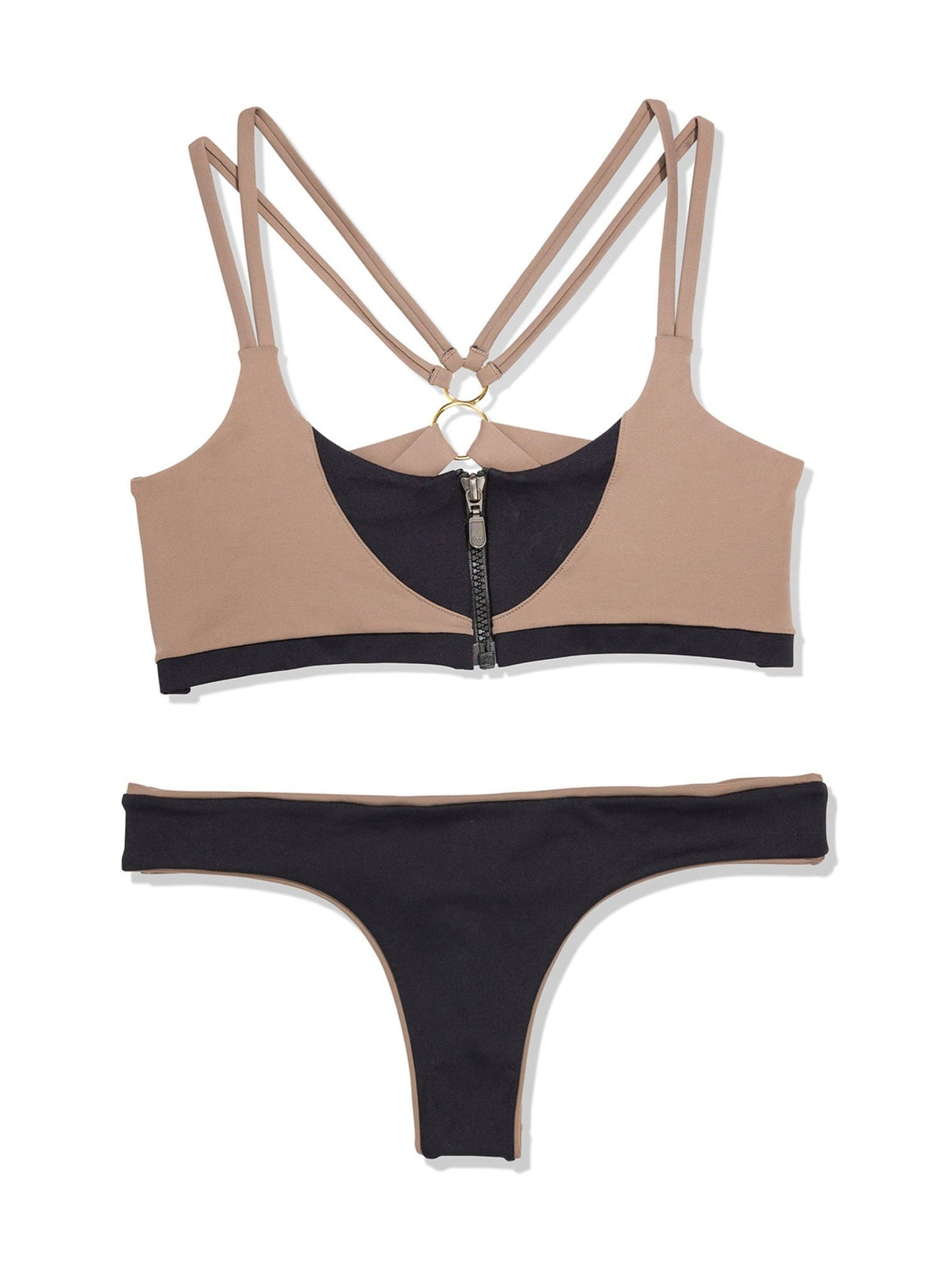 Byron Reversible Bikini Bottom - Sand Castle Neutral / Black