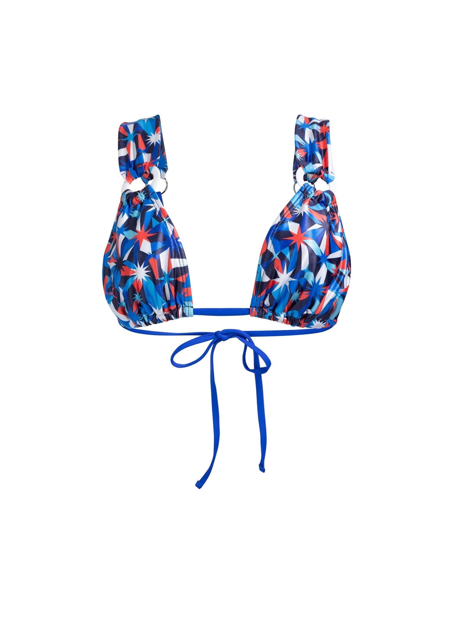 Daisy Adjustable Ring Bikini Top - Red White & Blue Fireworks Print