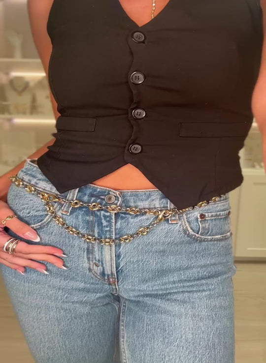 Odessa Double Clasp Chain Belt - Gold & Silver | Sahira Jewelry