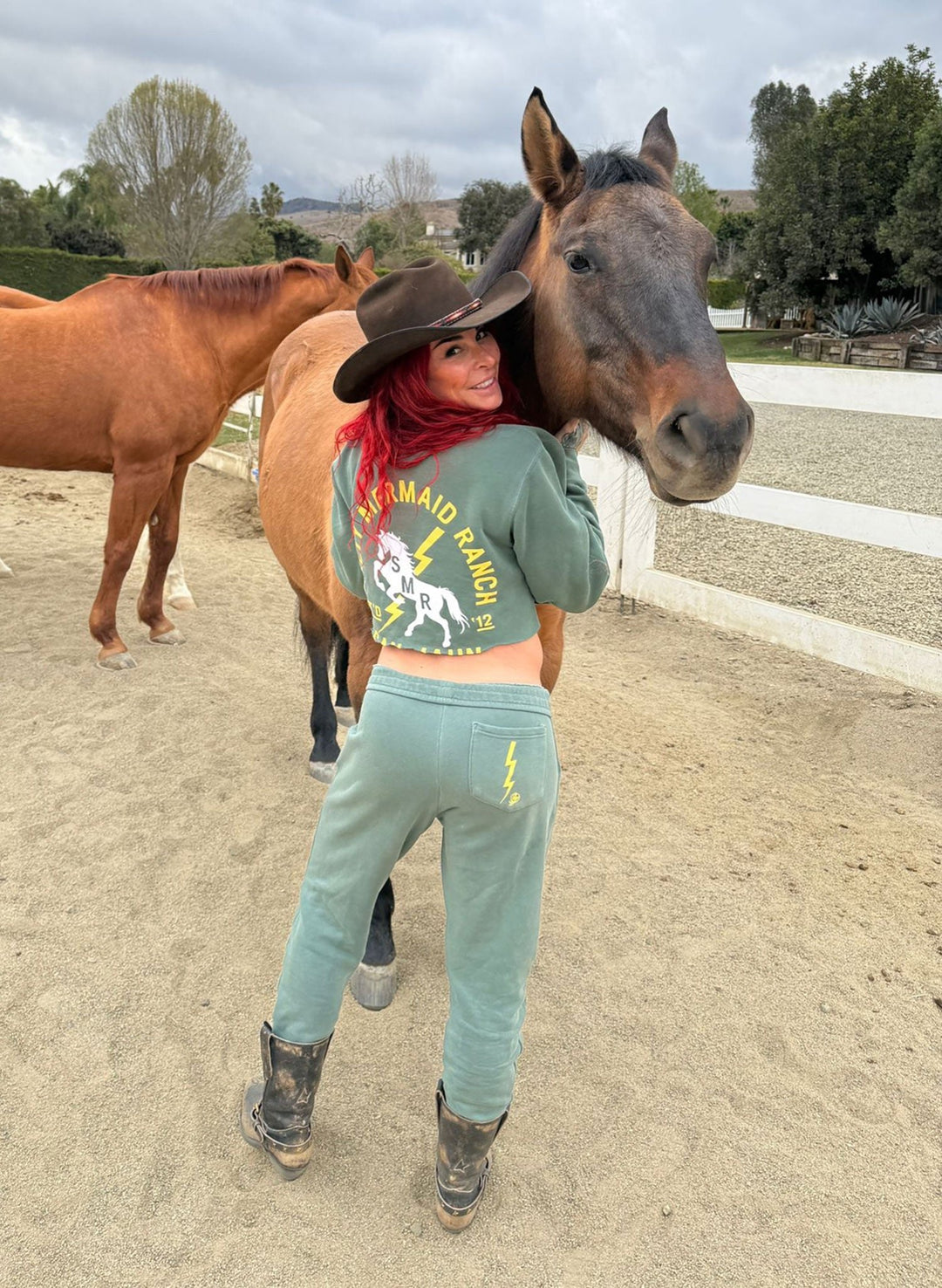 Ranch Club Green Matching Cropped Sweatshirt