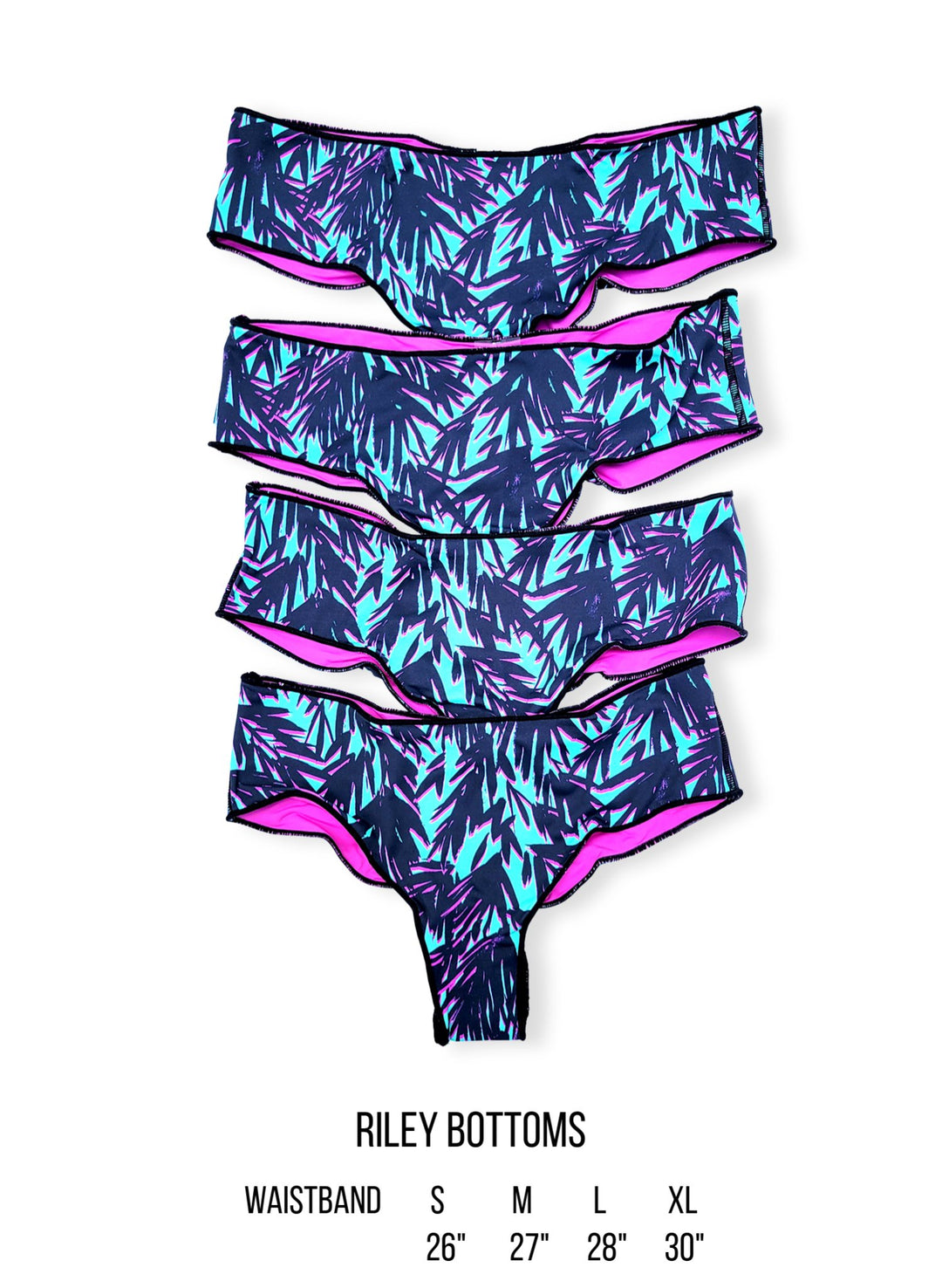 Riley Boy Short Bikini Bottom - Shady Beach Green Palm Leaf Print