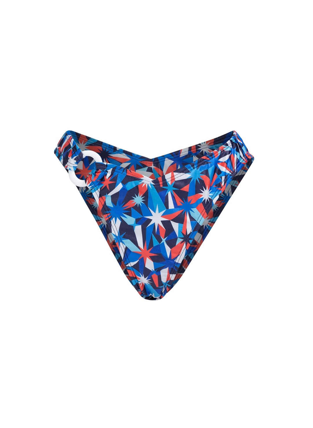 Ringo High Cut Cheeky Bikini Bottoms - Red White & Blue Fireworks Print
