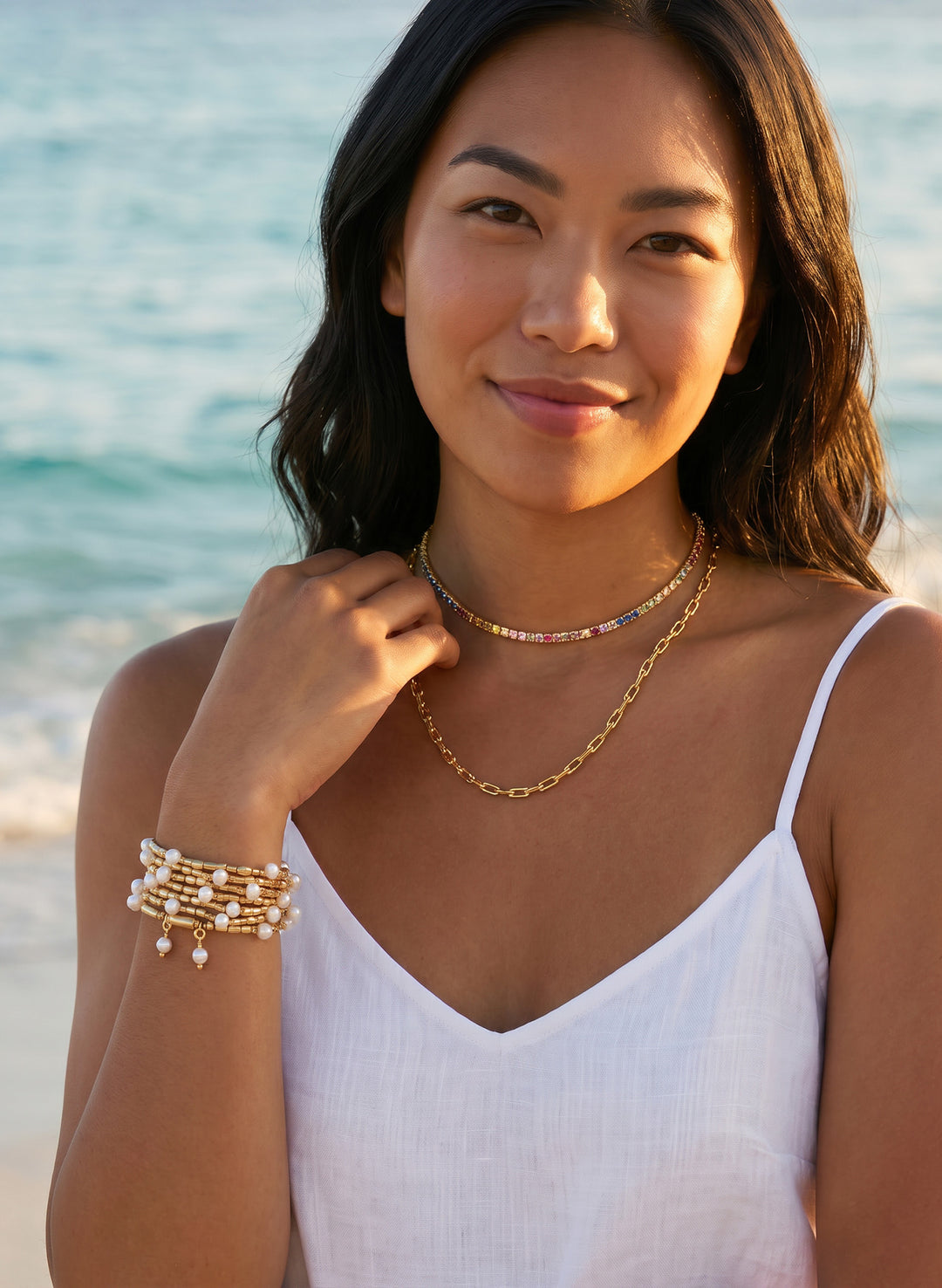 Rainbow Tennis Necklace | Sahira Jewelry