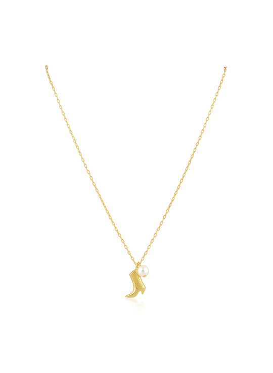 Boot N' Pearl Necklace - Gold & Silver | Sahira Jewelry