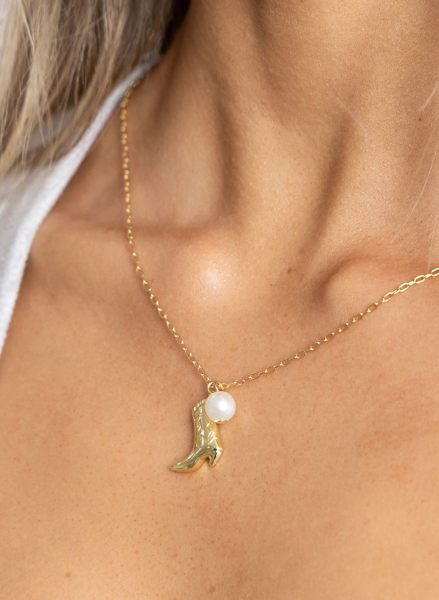 Boot N' Pearl Necklace - Gold & Silver | Sahira Jewelry