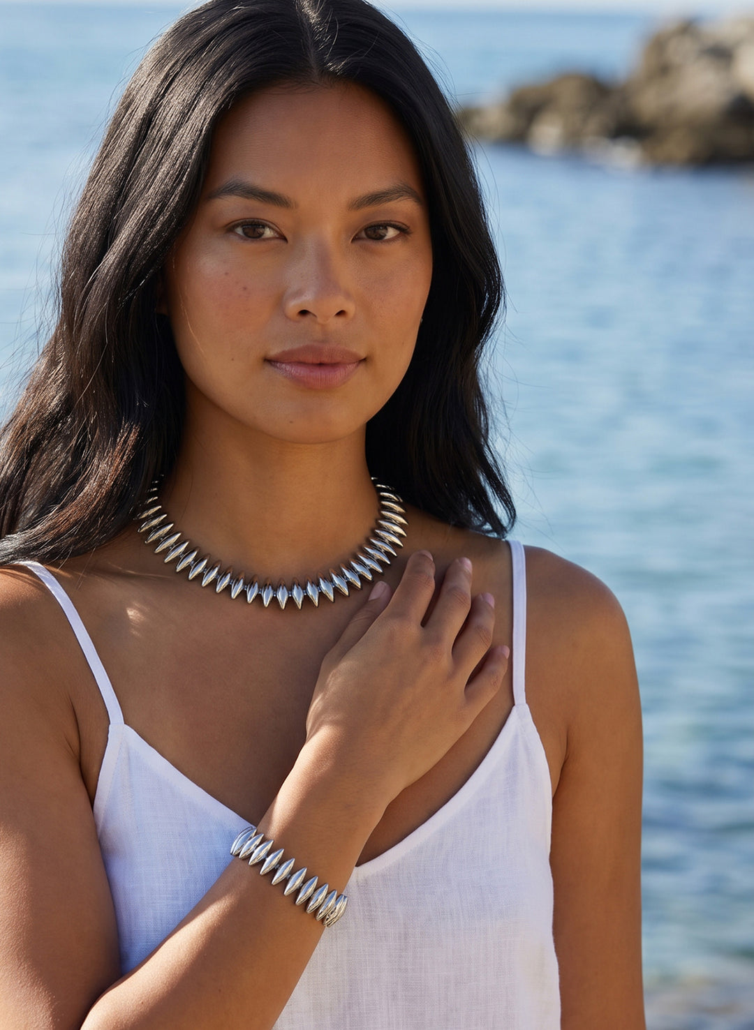 Caroline Statement Necklace - Gold & Silver | Sahira Jewelry
