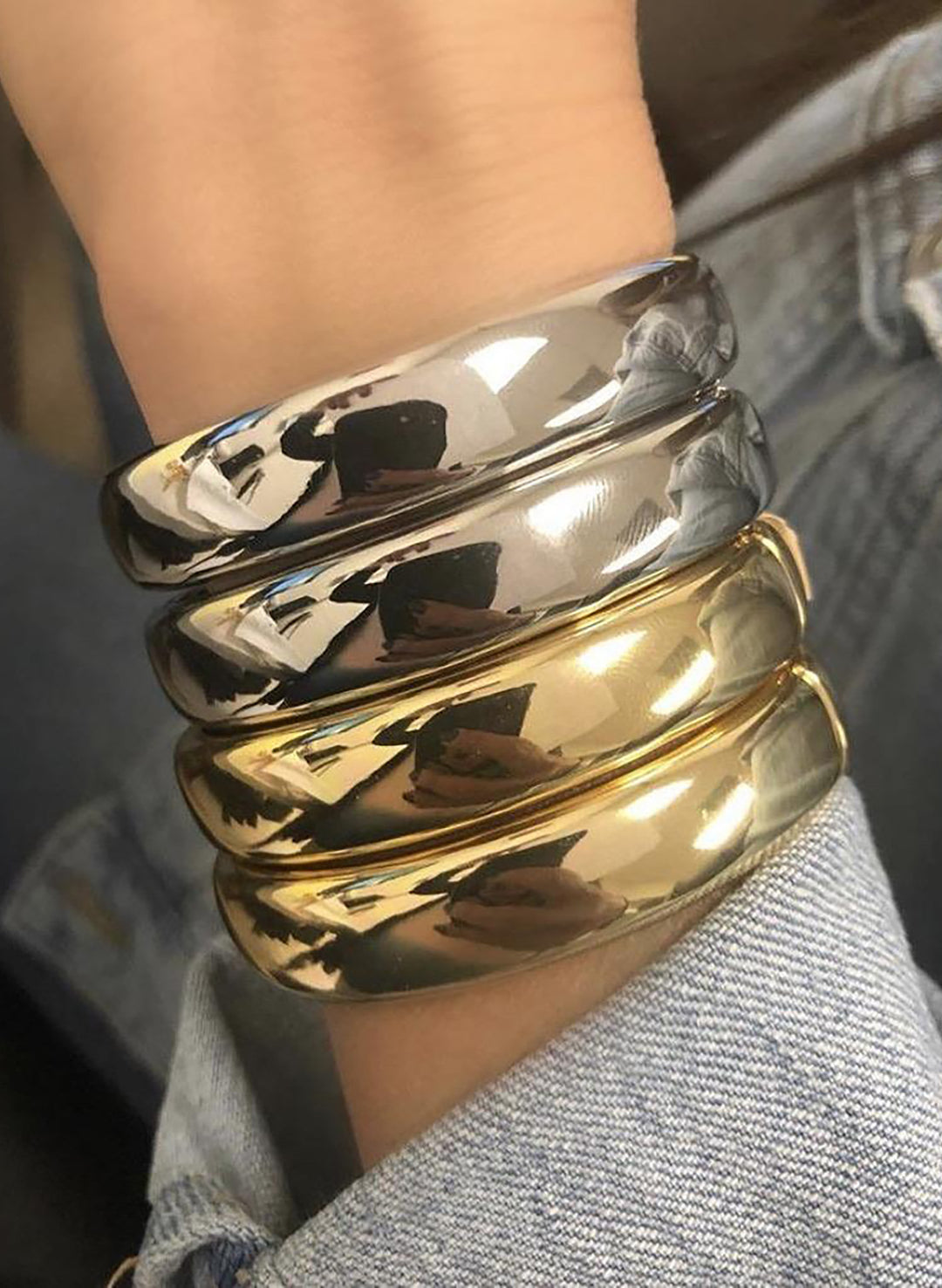 Liza Bangle Bracelet - Gold & Silver | Sahira Jewelry