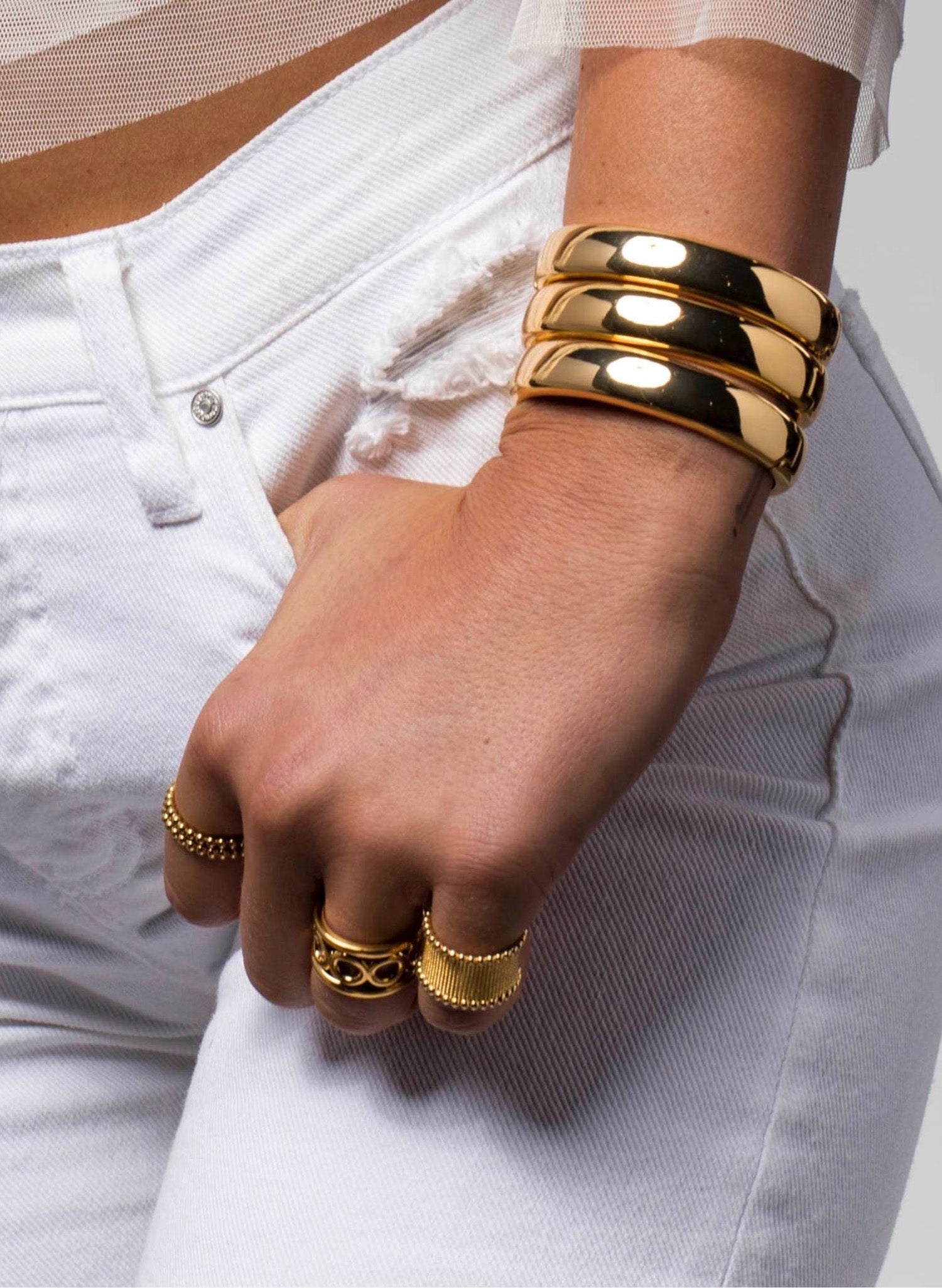Liza Bangle Bracelet - Gold & Silver | Sahira Jewelry