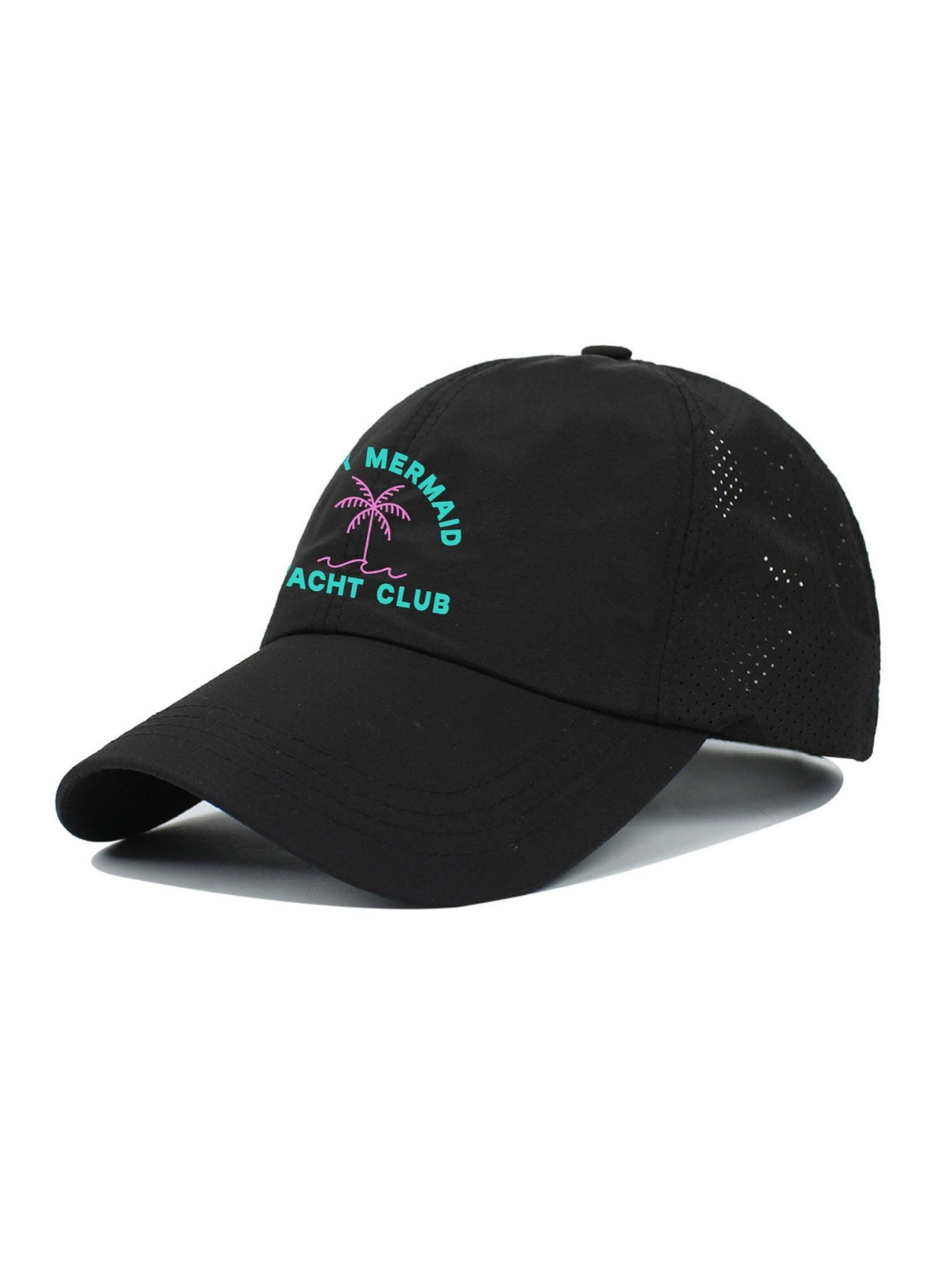 Salty Mermaid Yacht Club Black Ponytail Hat