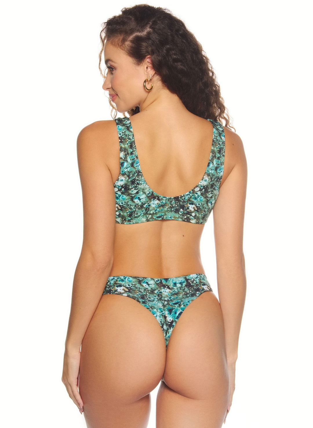 Skyler Tank Scoop Neck Bikini Top - Under The Sea Green Print