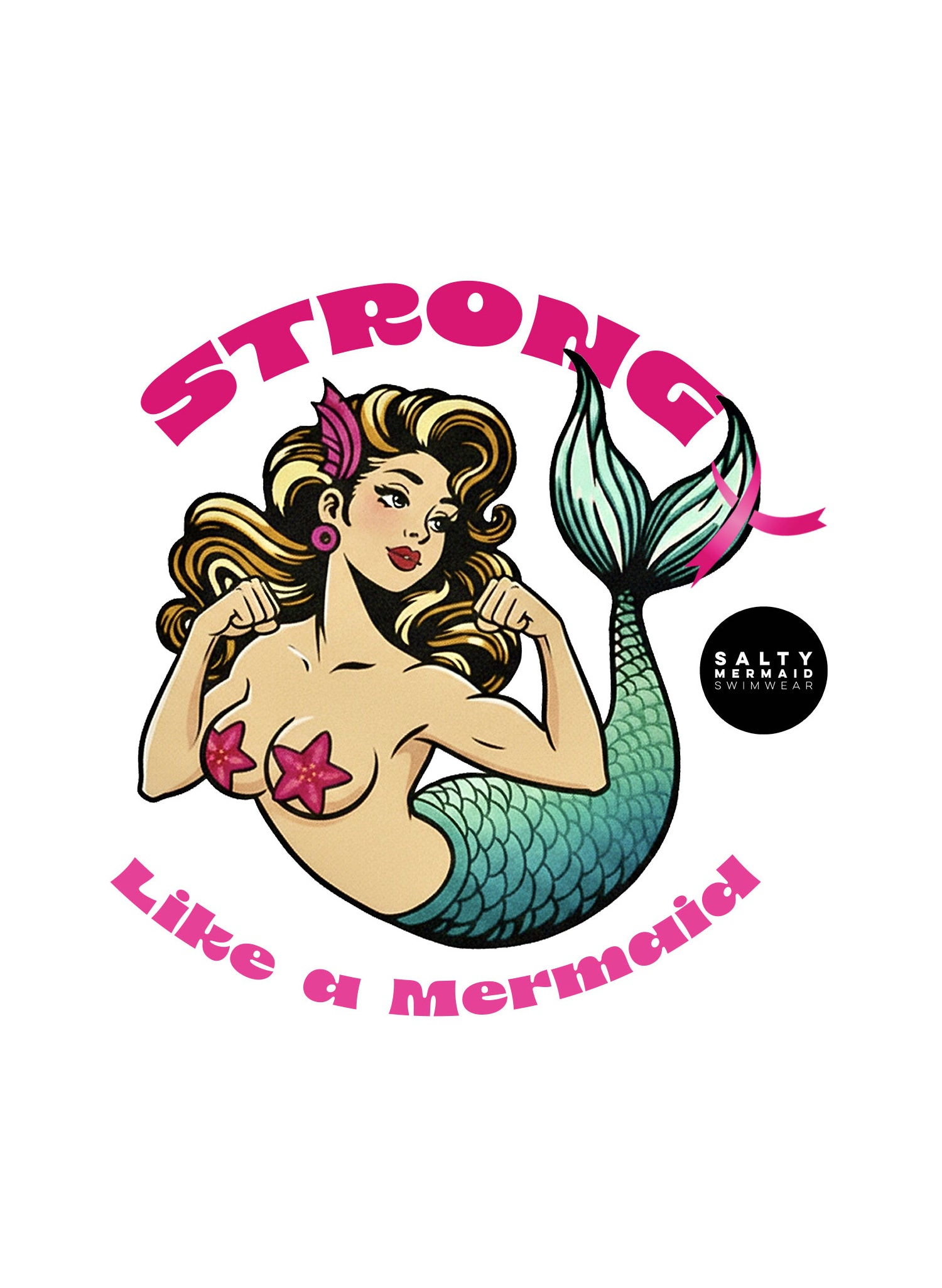 Strong Like a Mermaid Unisex Tee | Salty Mermaid Breast Cancer Awareness Month
