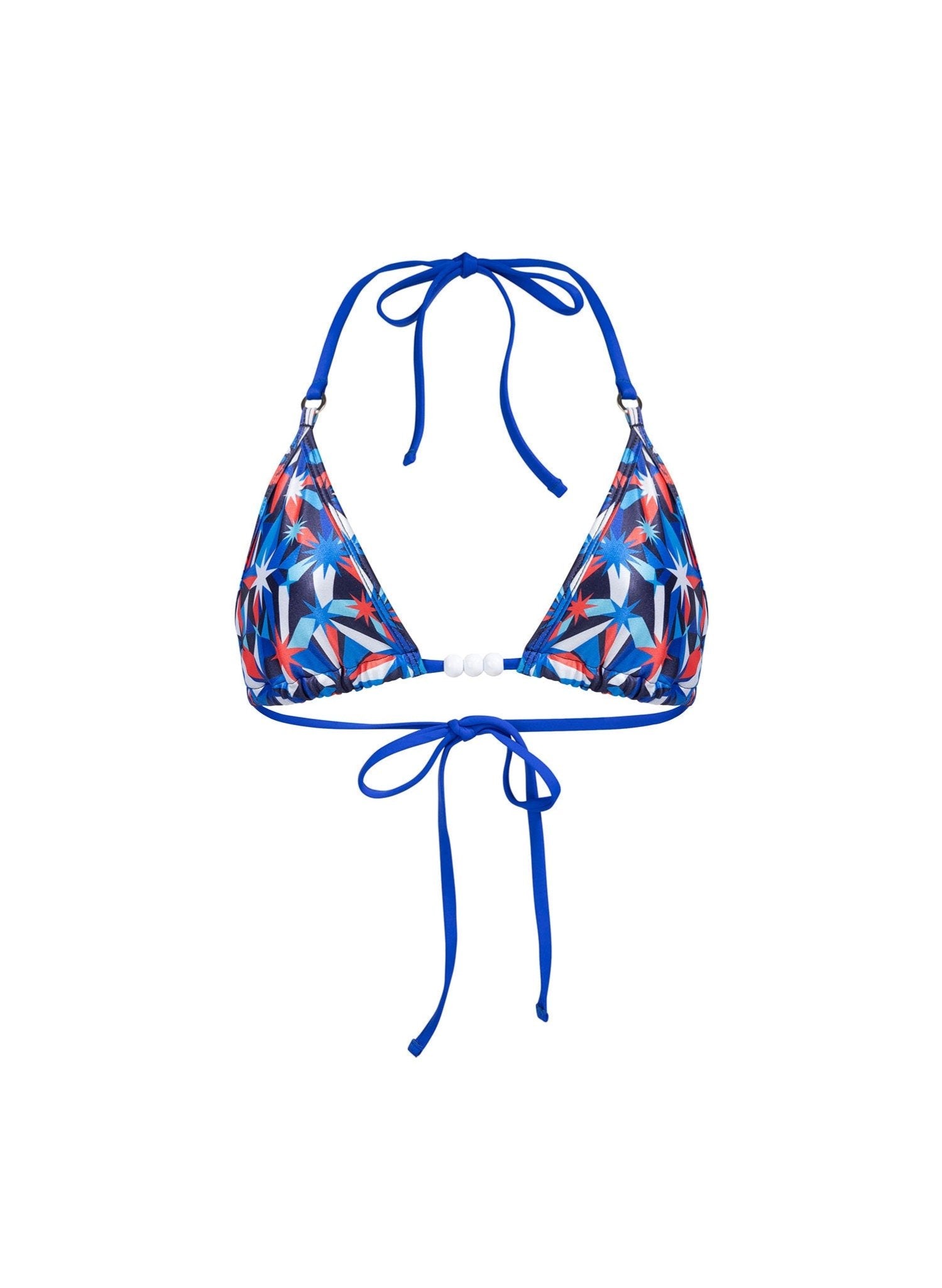 Tiffany Triangle Bikini Top - Red White & Blue Fireworks Print